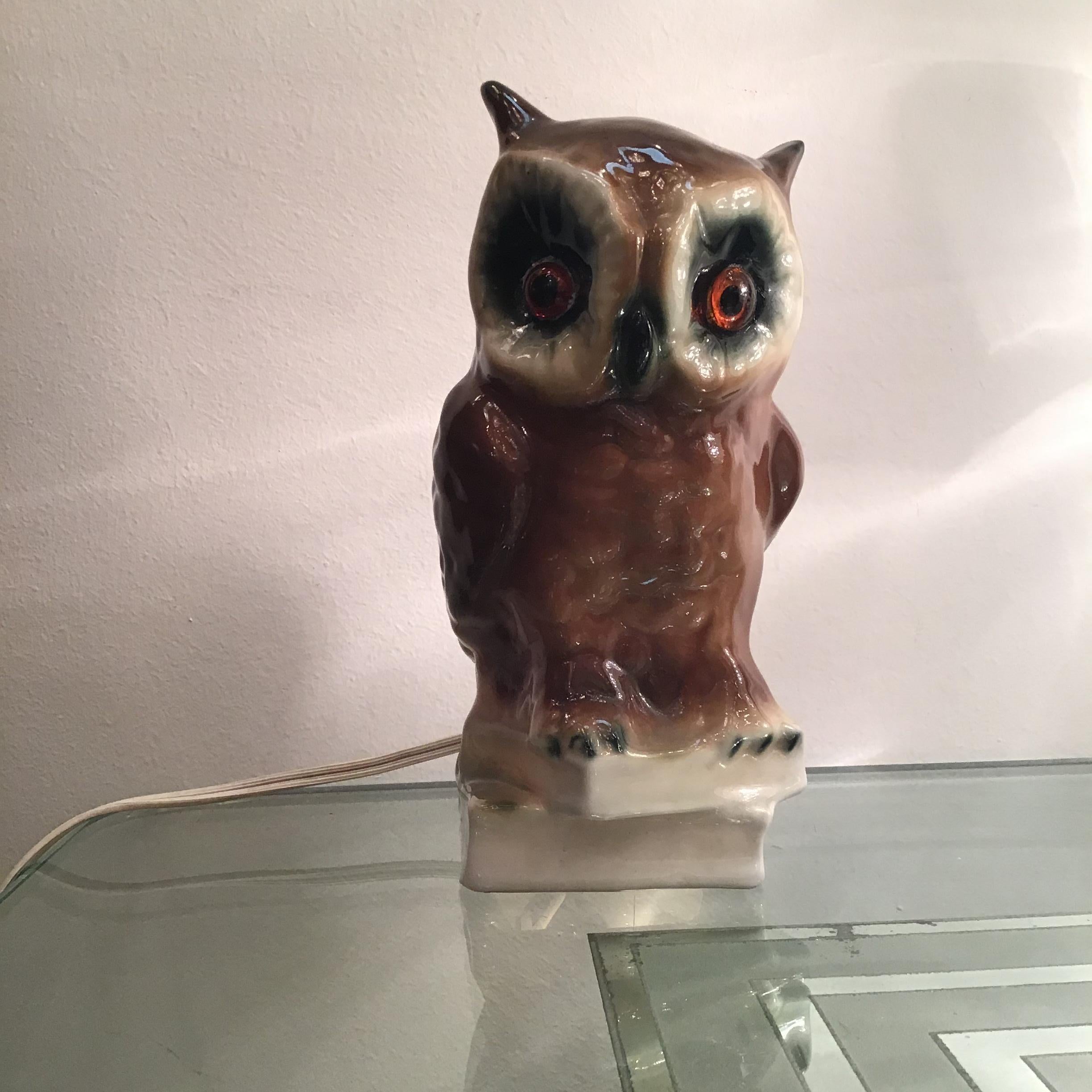 Hibou de Capodimonte veilleuse, Italie, 1950 en vente 2