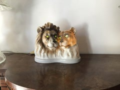 Veilleuse “Capodimonte” Pair of Lions, 1950, Italy