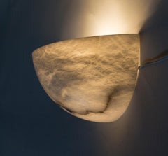 Veined Alabaster Half Moon Sconces, 'Pair'