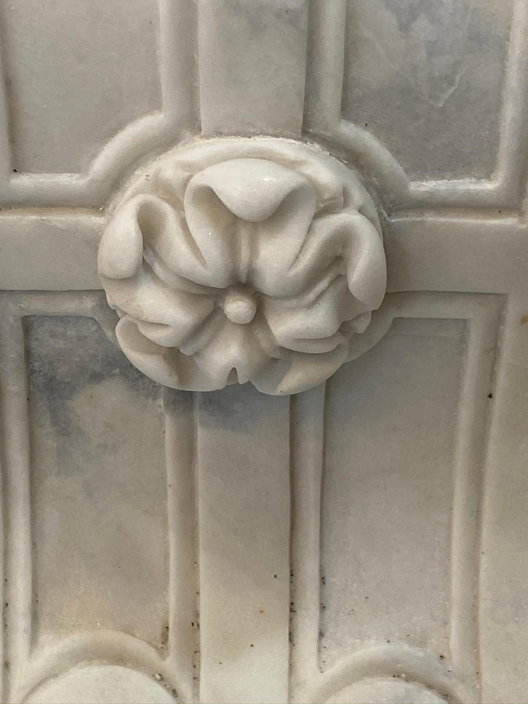Veined Carved Marble Mantel Piece For Sale 2