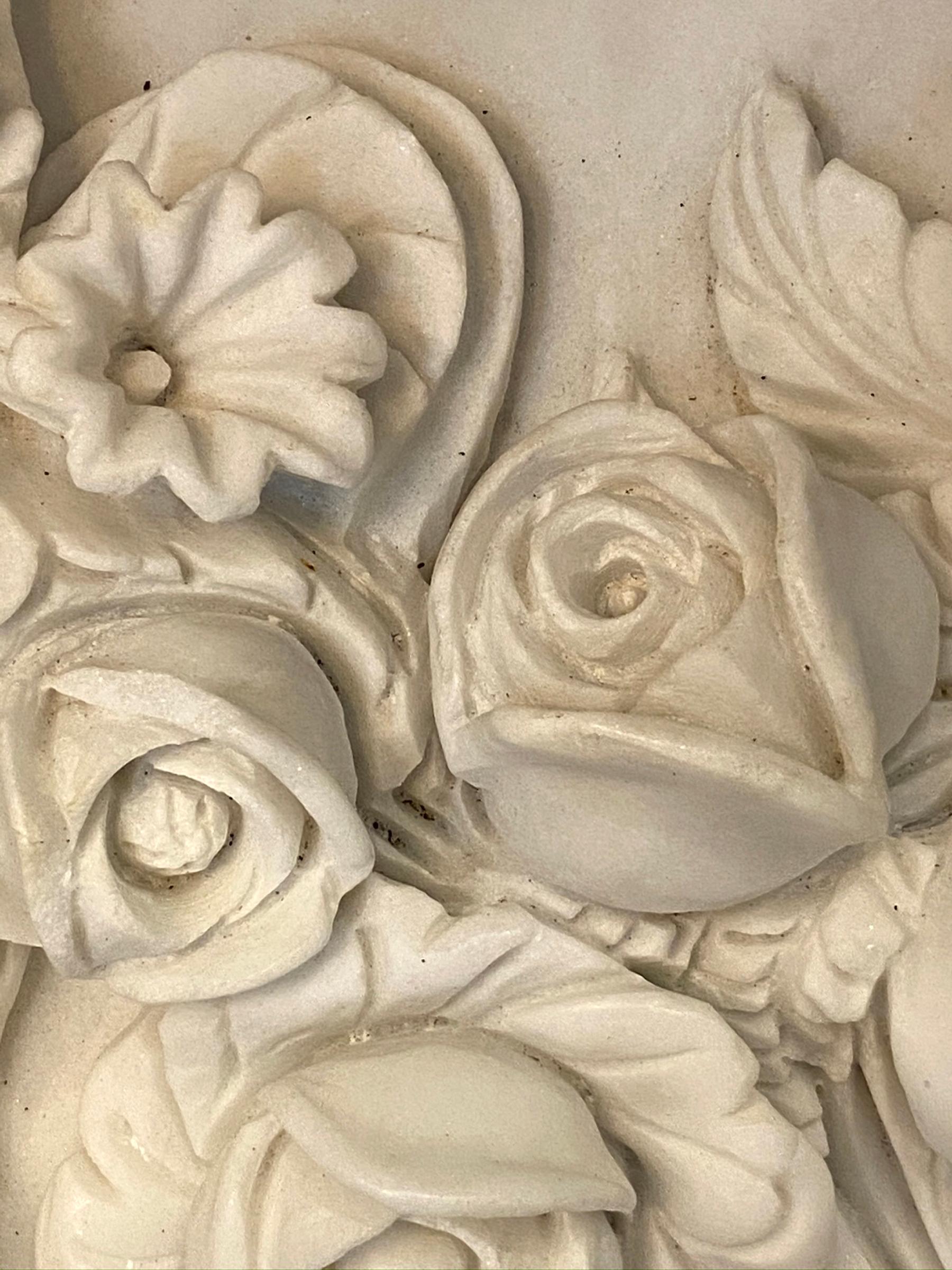Veined Carved Marble Mantel Piece For Sale 3