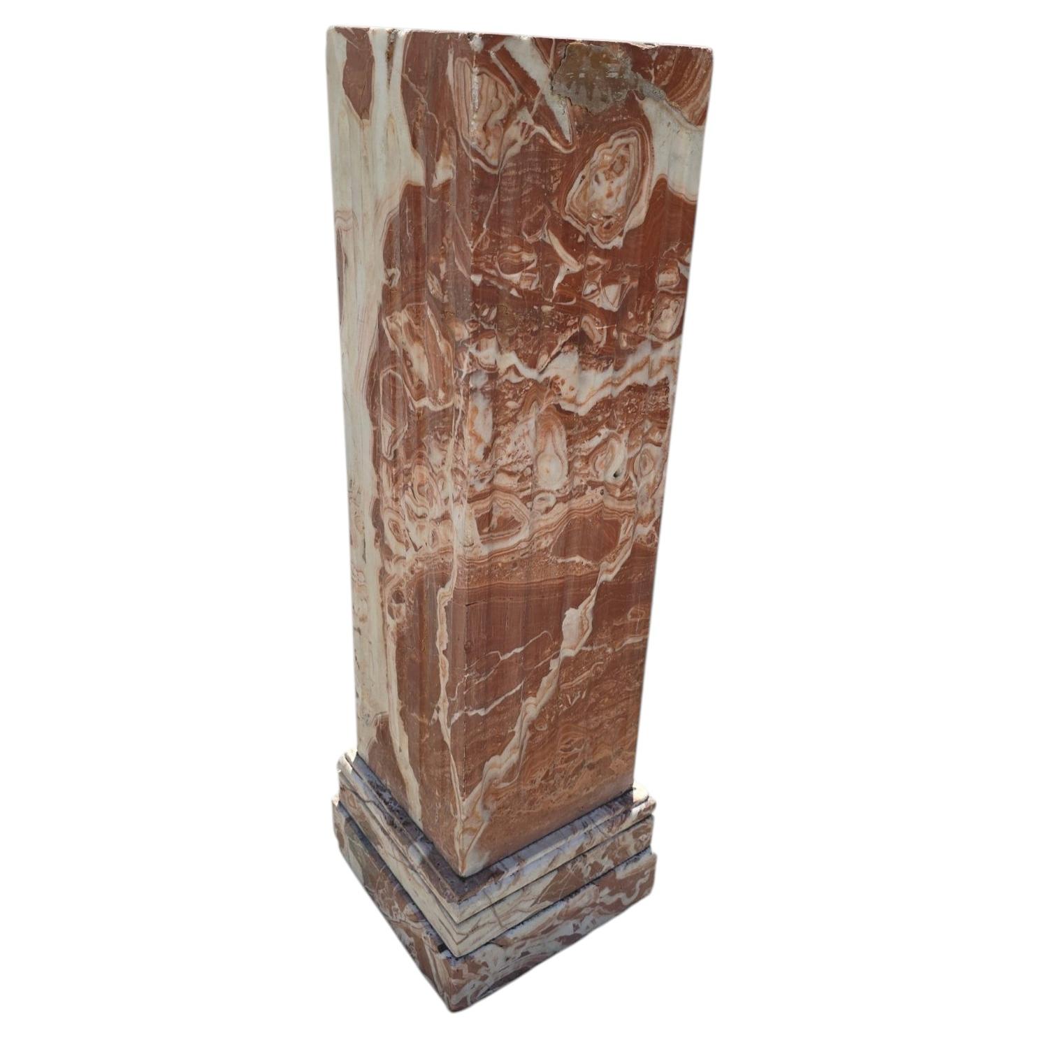 Veined Red Marble Pedestal, First Half of the 20th Century