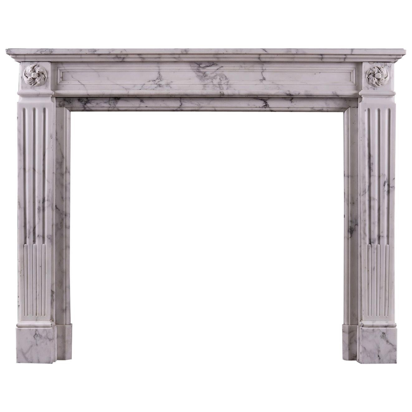 Veined Statuary Louis XVI Style Marble Fireplace