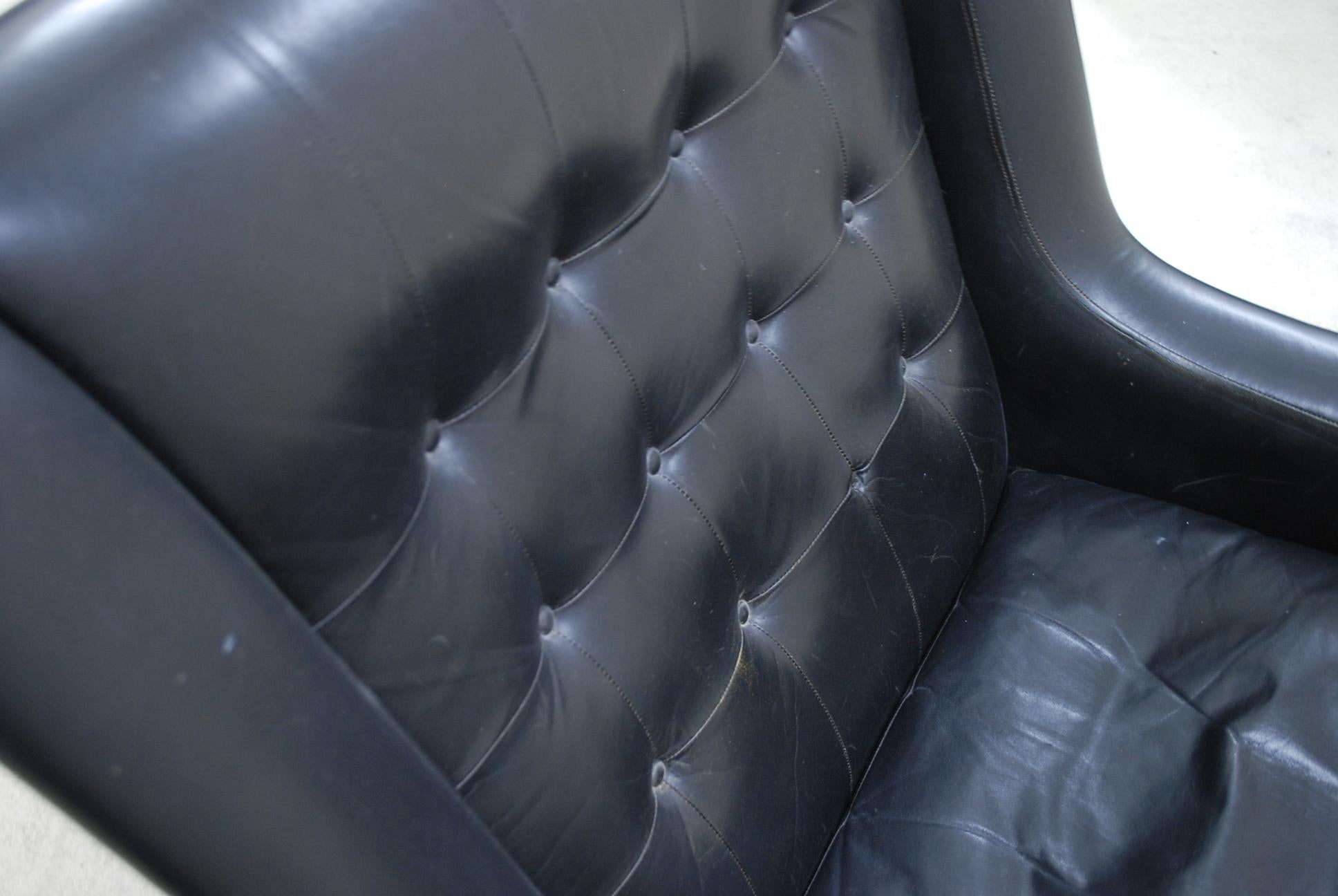 Vejen Polster Mobelfabrik Papa Bear Wingback Black Leather Lounge Chair For Sale 3