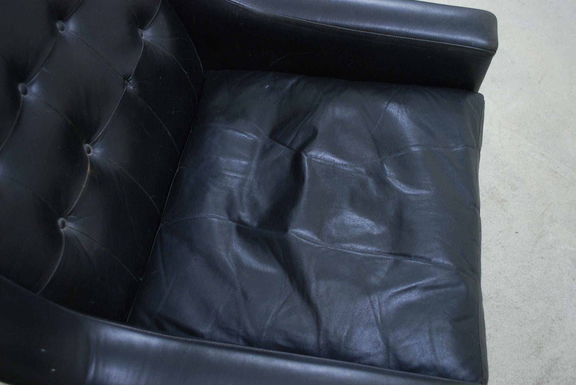 Vejen Polster Mobelfabrik Papa Bear Wingback Black Leather Lounge Chair For Sale 4