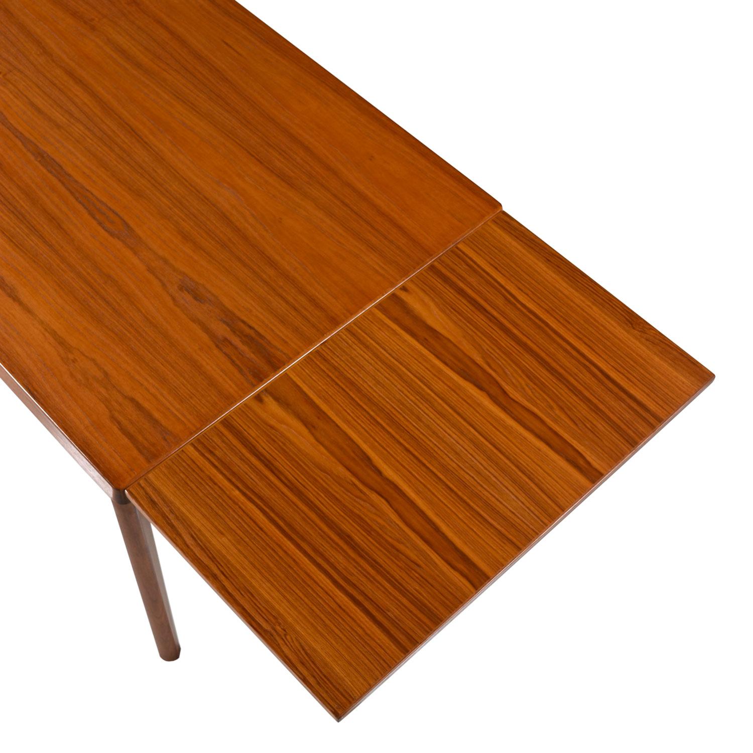 Mid-Century Modern Draw Leaf Expanding Vejle Stole Danish Teak Dining Table