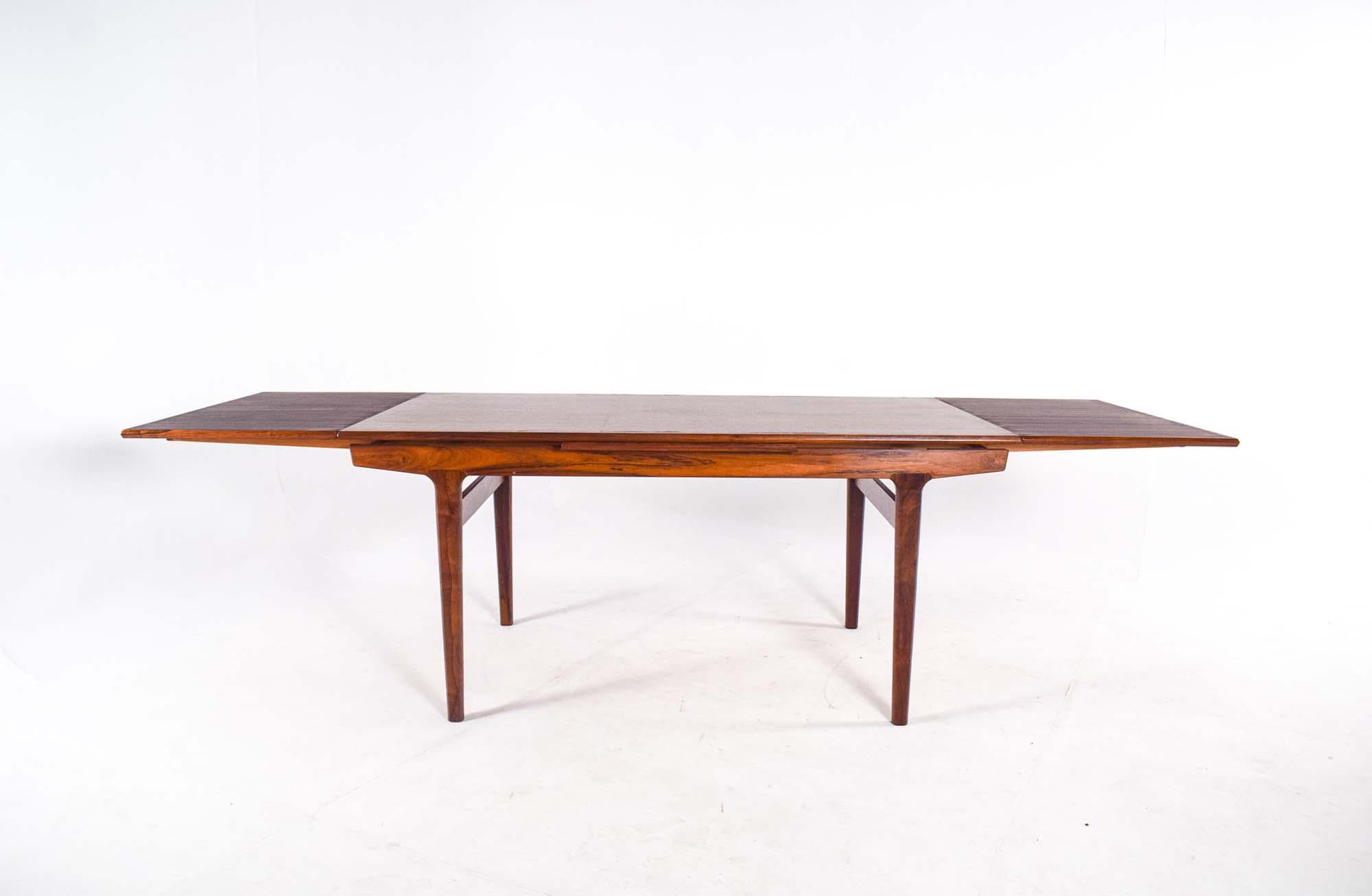 Mid-20th Century Vejle Stole Mobelfabrik Mid Century Rosewood Extension Dining Table For Sale
