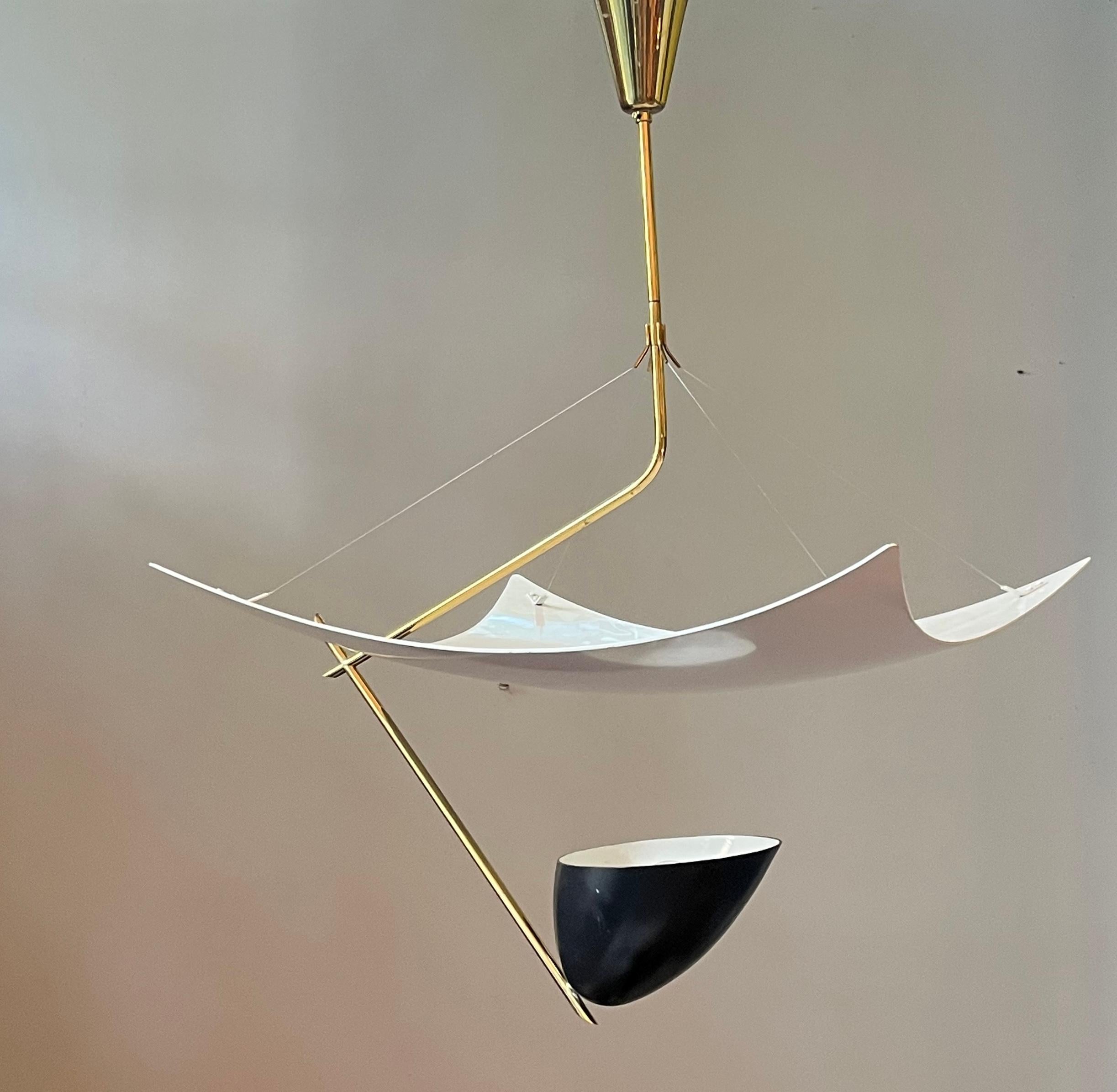 Métal Plafonnier Vela par Angelo Lelii pour Arredoluce, Italie, années 1950 en vente