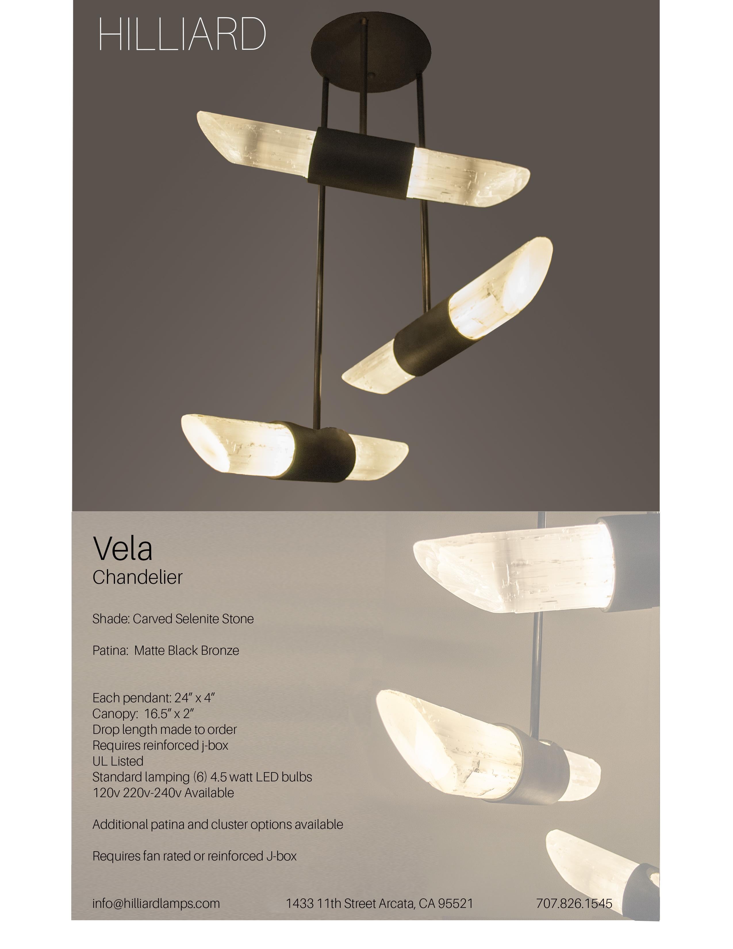 Moderno Lampadario Vela in cristallo e bronzo in vendita