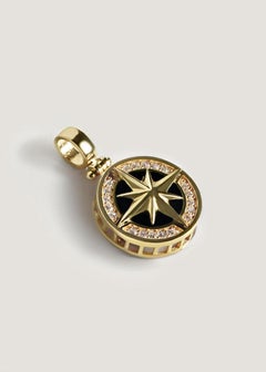 Vela North Star Pendant 14k Solid Yellow Gold 0.2 Carat Diamonds