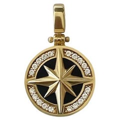 Vela Pendentif étoile du Nord en or jaune massif 14 carats avec diamants de 0,2 carat