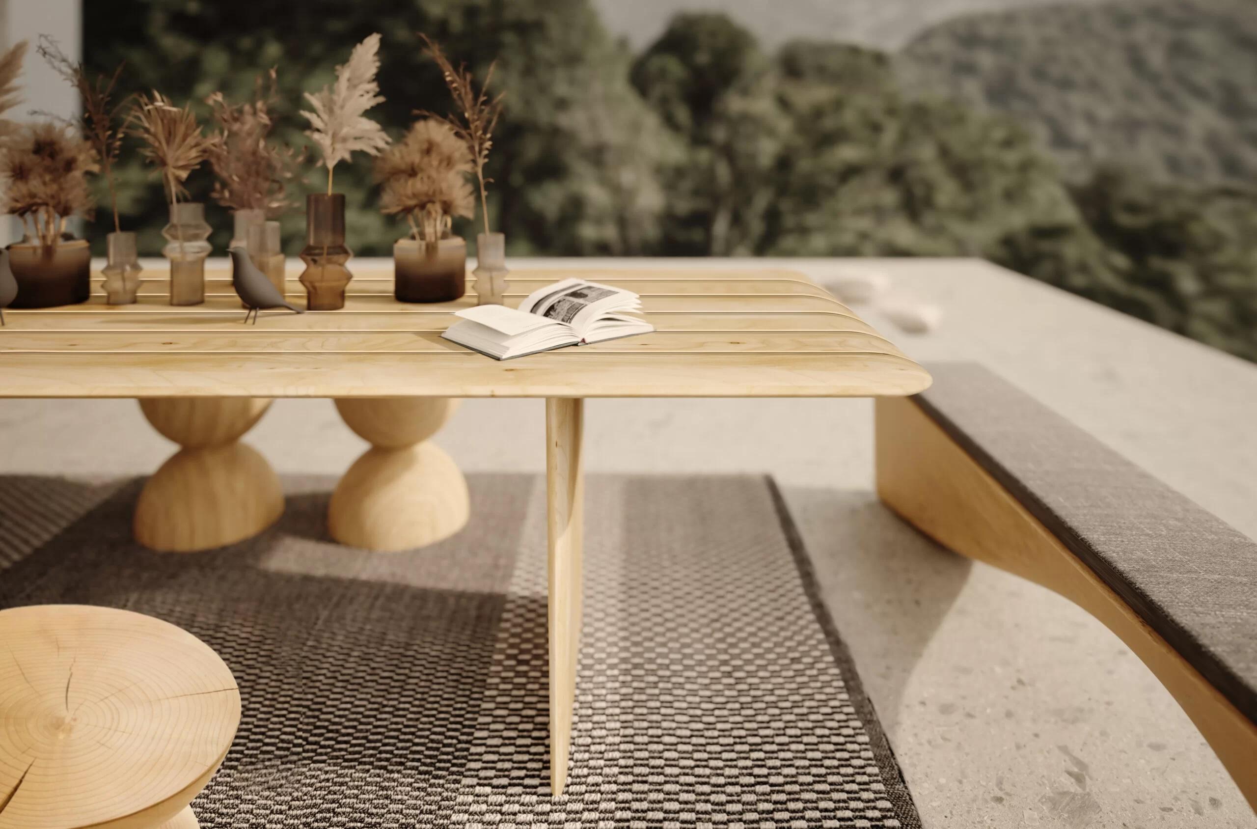 Wood Vela Outdoor Solid Cedar Dining Table, Made in Italy  For Sale