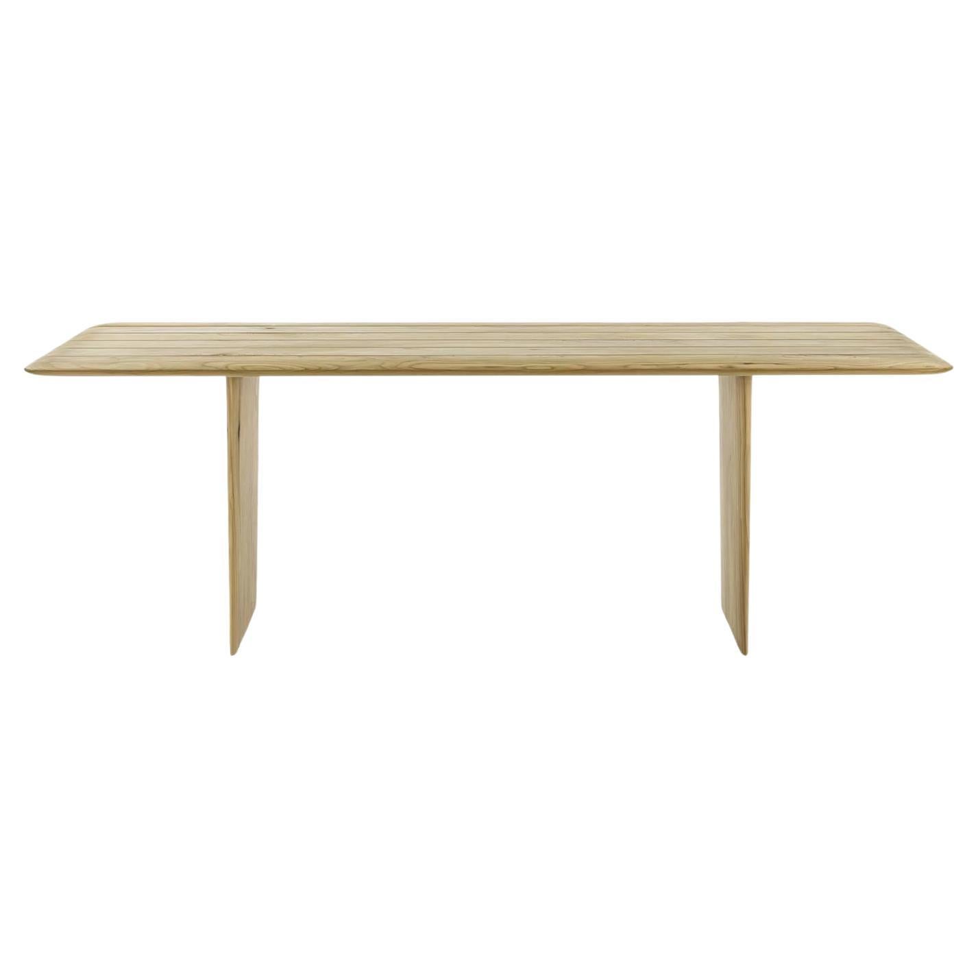 Vela Outdoor Solid Cedar Dining Table, Made in Italy 