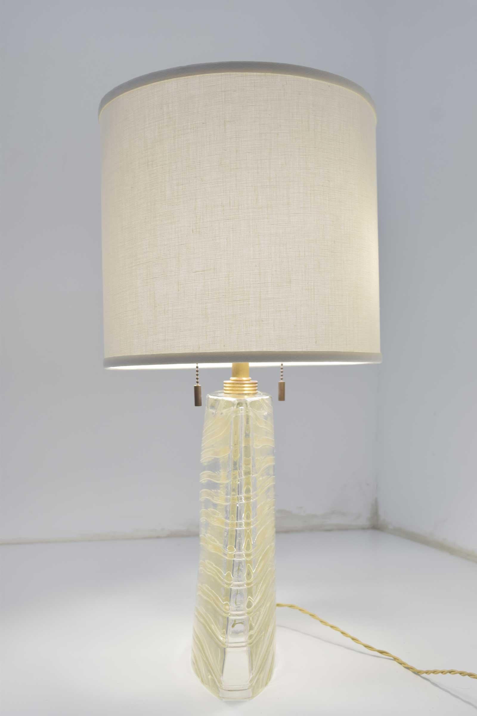Venetian glass lamp with gold specs by Donghia. Etched 