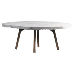 Velato Dining Table in Calacatta Marble 
Chestnut Wood by Bufalini Marmi