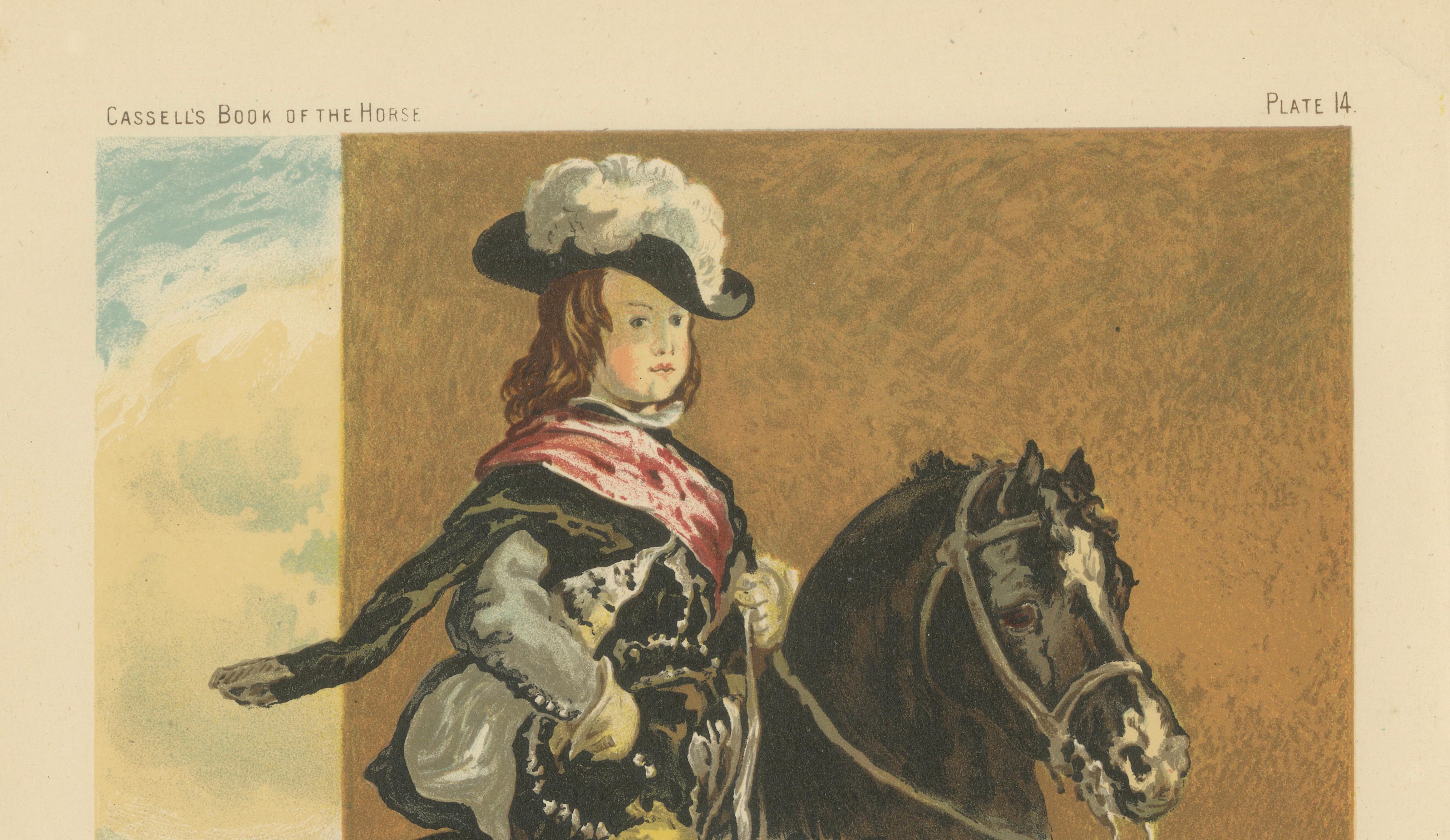 Velázquez Prince on Horseback – Antique Chromolithograph, c.1880