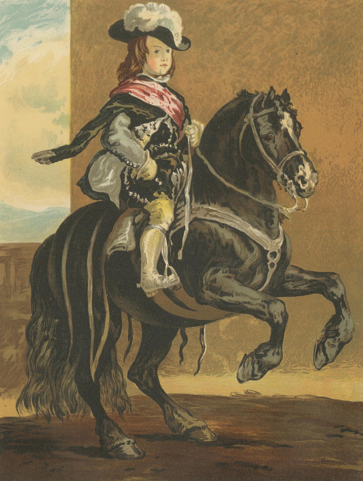 Velázquez Prince on Horseback – Antique Chromolithograph, c.1880