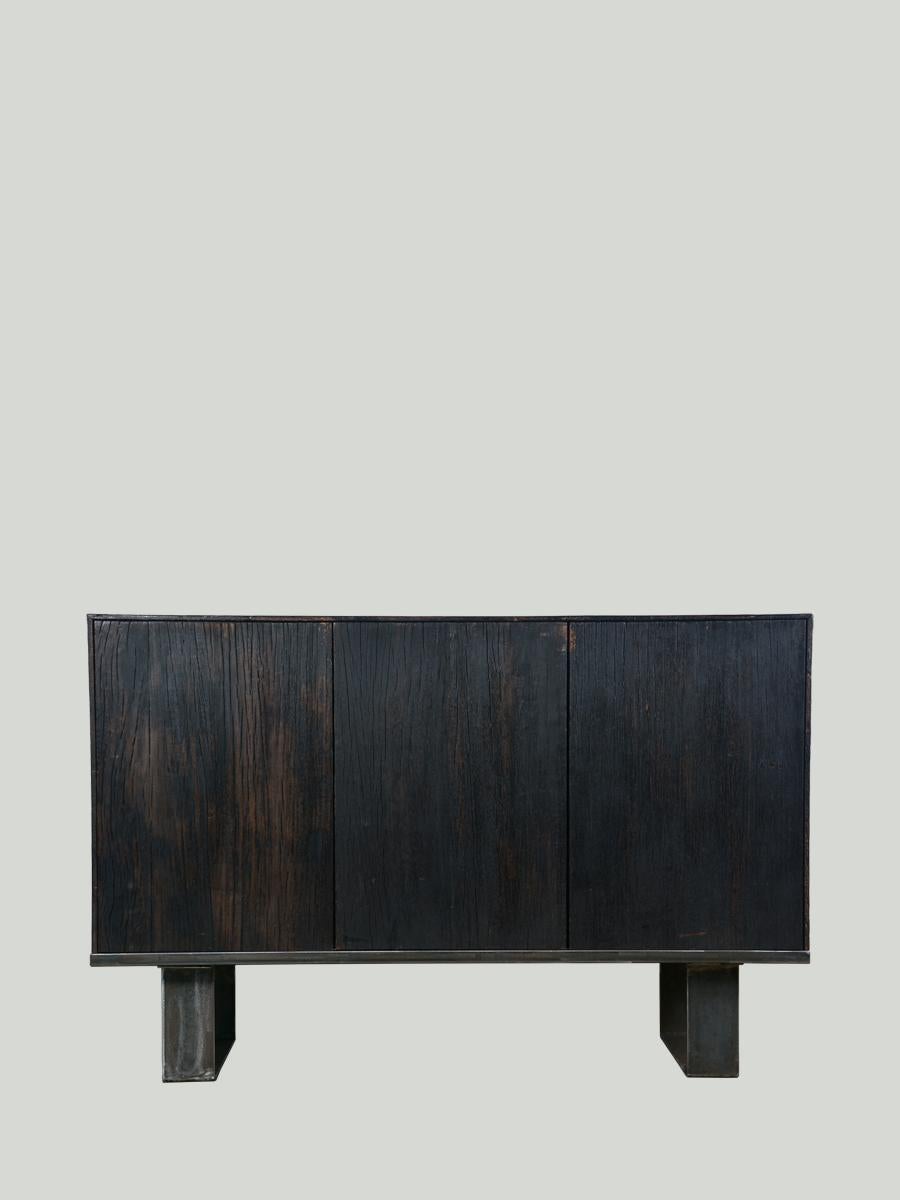 French Velcha sideboard with antic burnt wood For Sale