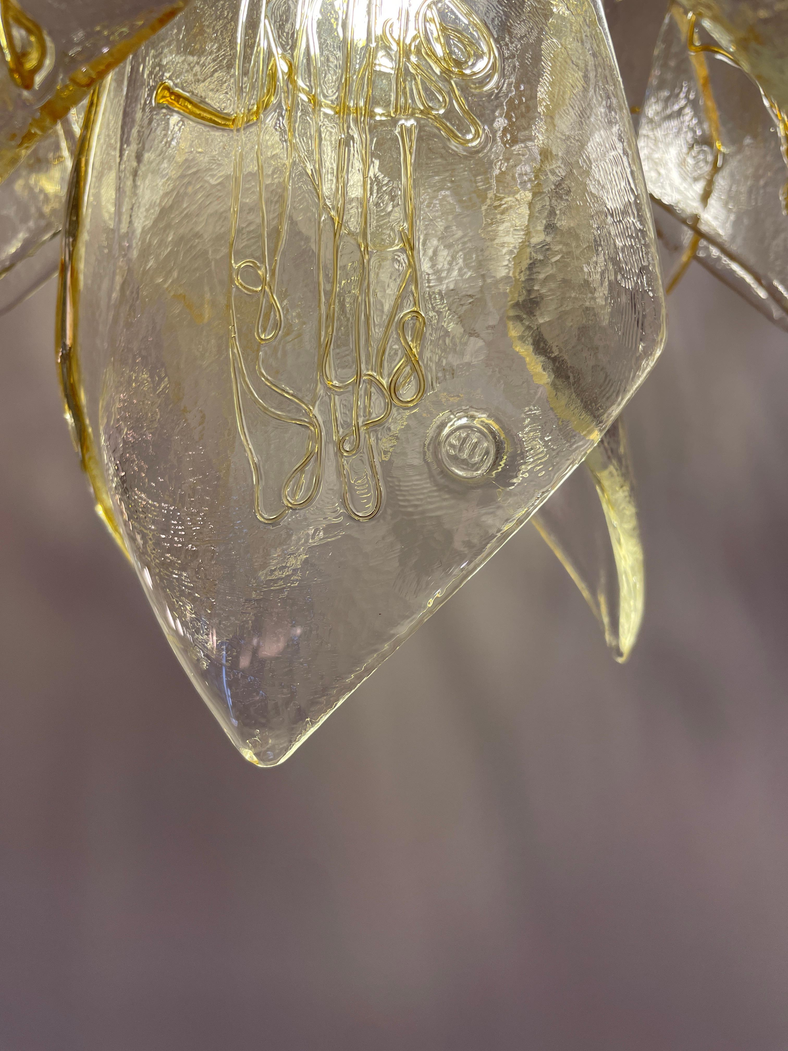 Brass Vele, Murano Pendant Lamp by La Murrina, 1980s For Sale
