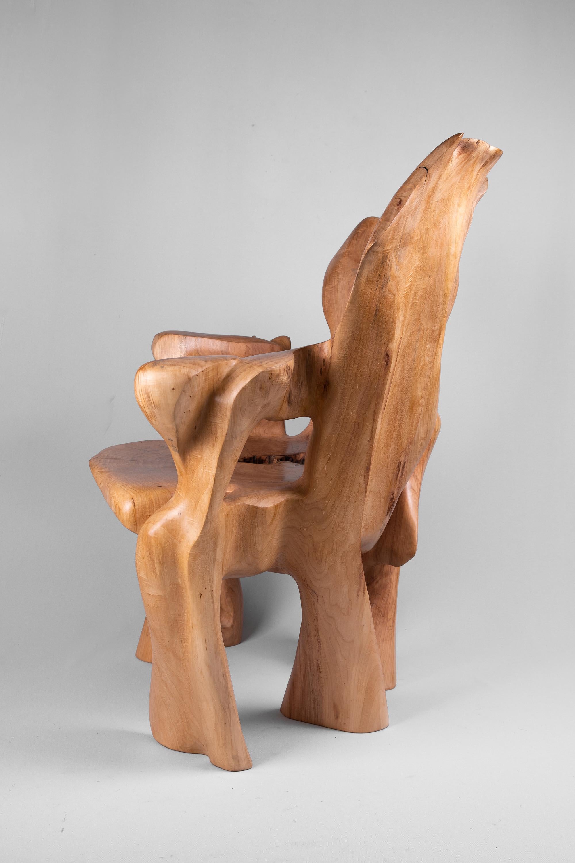 XXIe siècle et contemporain Armchar Veles sculpté à partir d'une seule pièce de bois en vente