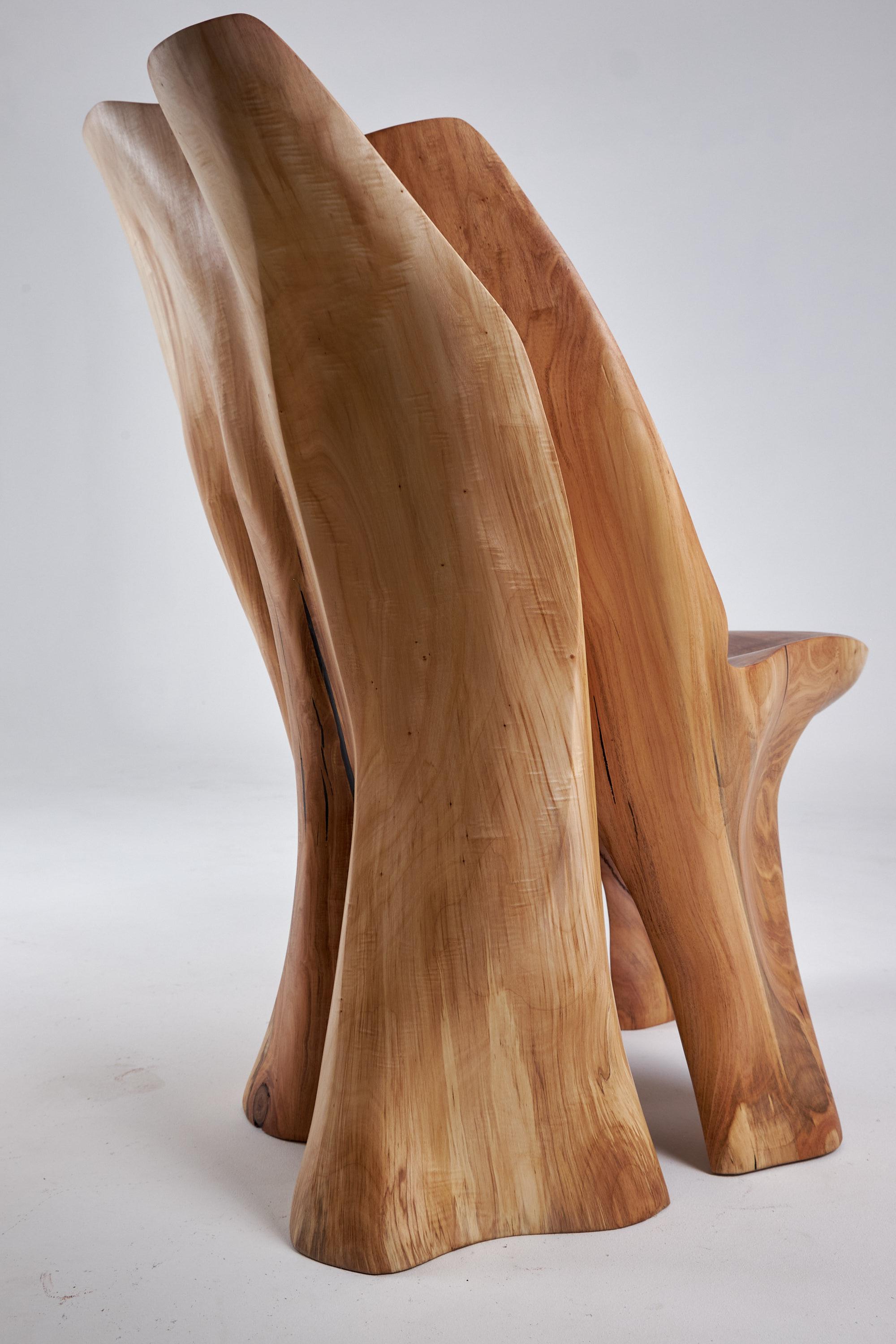Veles Wooden Lounge Chair Carved From Single Piece of Wood, Logniture For Sale 1