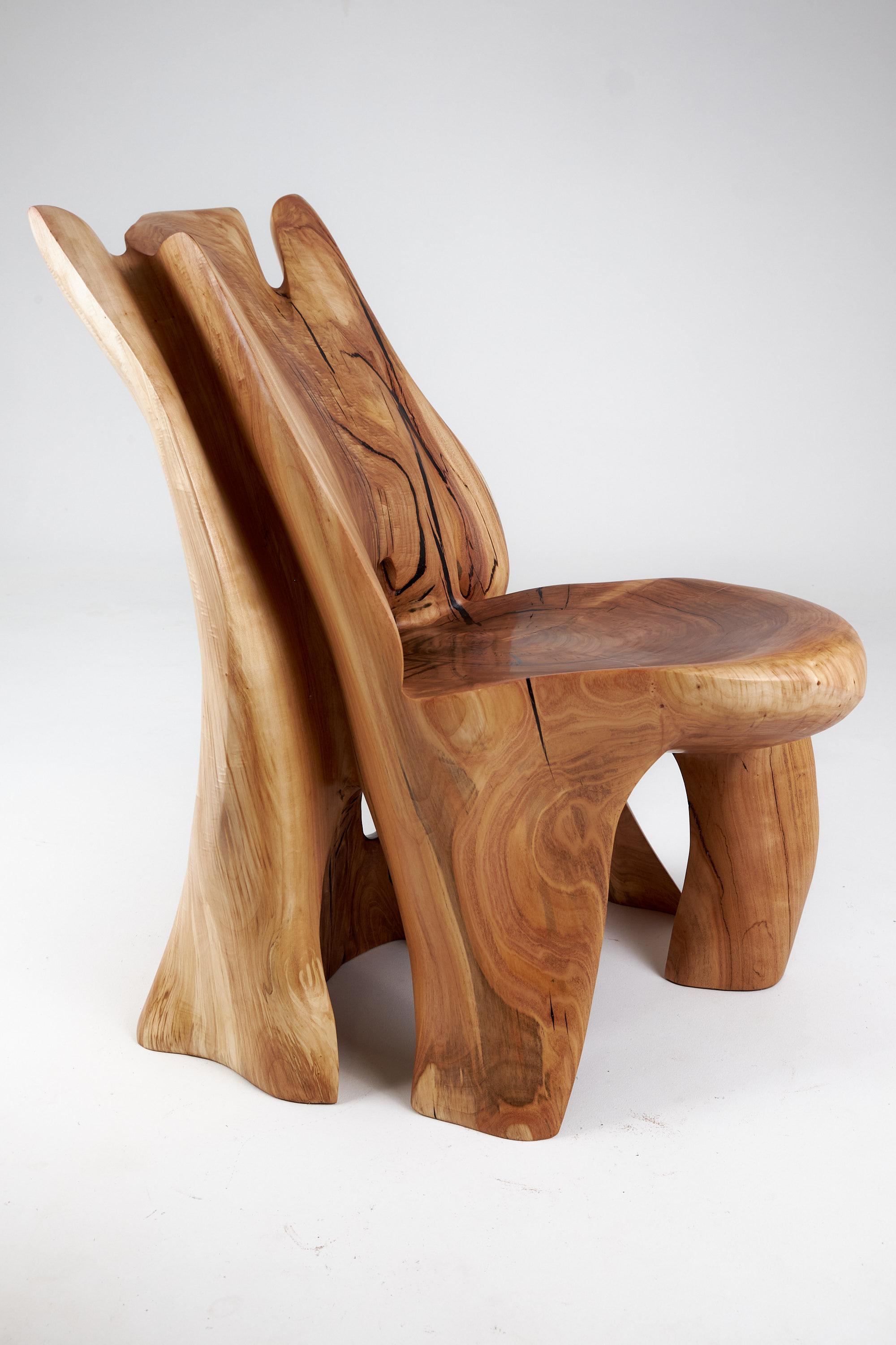 Veles Wooden Lounge Chair Carved From Single Piece of Wood, Logniture For Sale 3