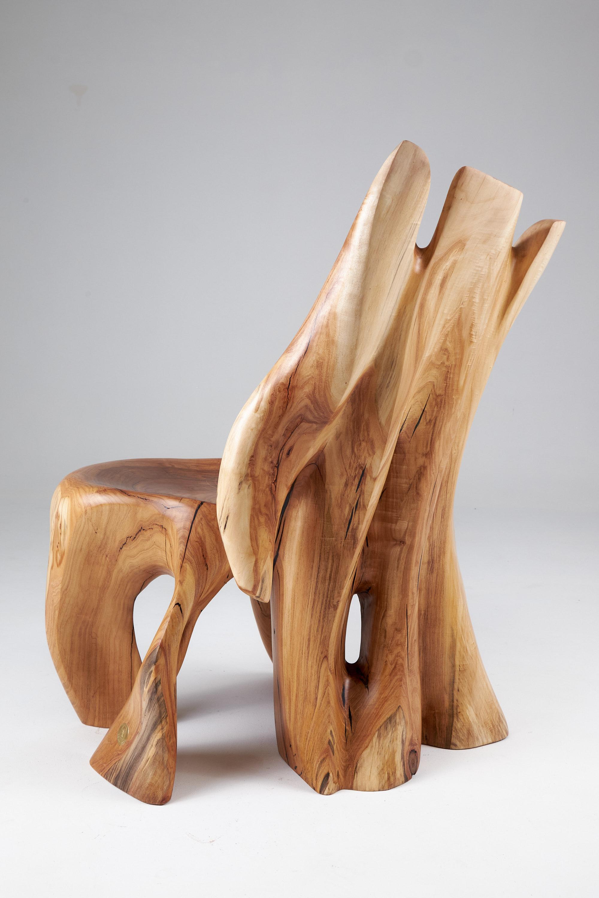 Croatian Veles Wooden Lounge Chair Carved From Single Piece of Wood, Logniture For Sale