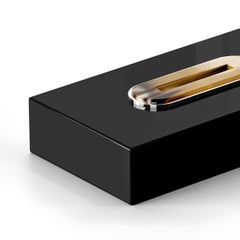 Veletta Tissue Box Holder in Black Lacquered Wood and Corno Italiano, Mod. 2430