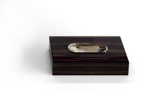 Portafazzoletti Veletta in Horn, ottone cromato ed ebano lucido di Arcahorn