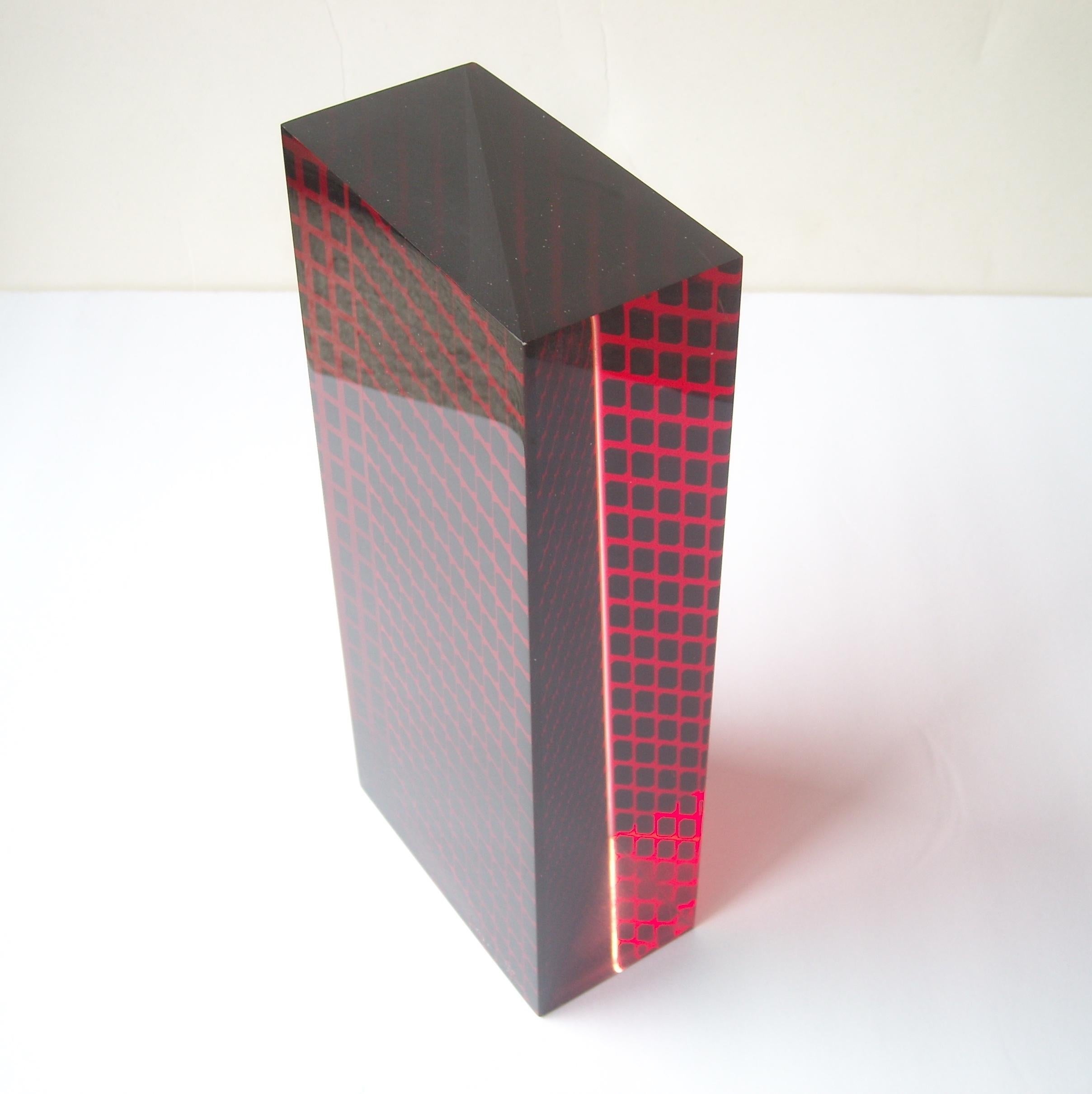 Hand-Crafted Velizar Mihich Vasa Acrylic Sculpture Column, Signed, Dated 1982