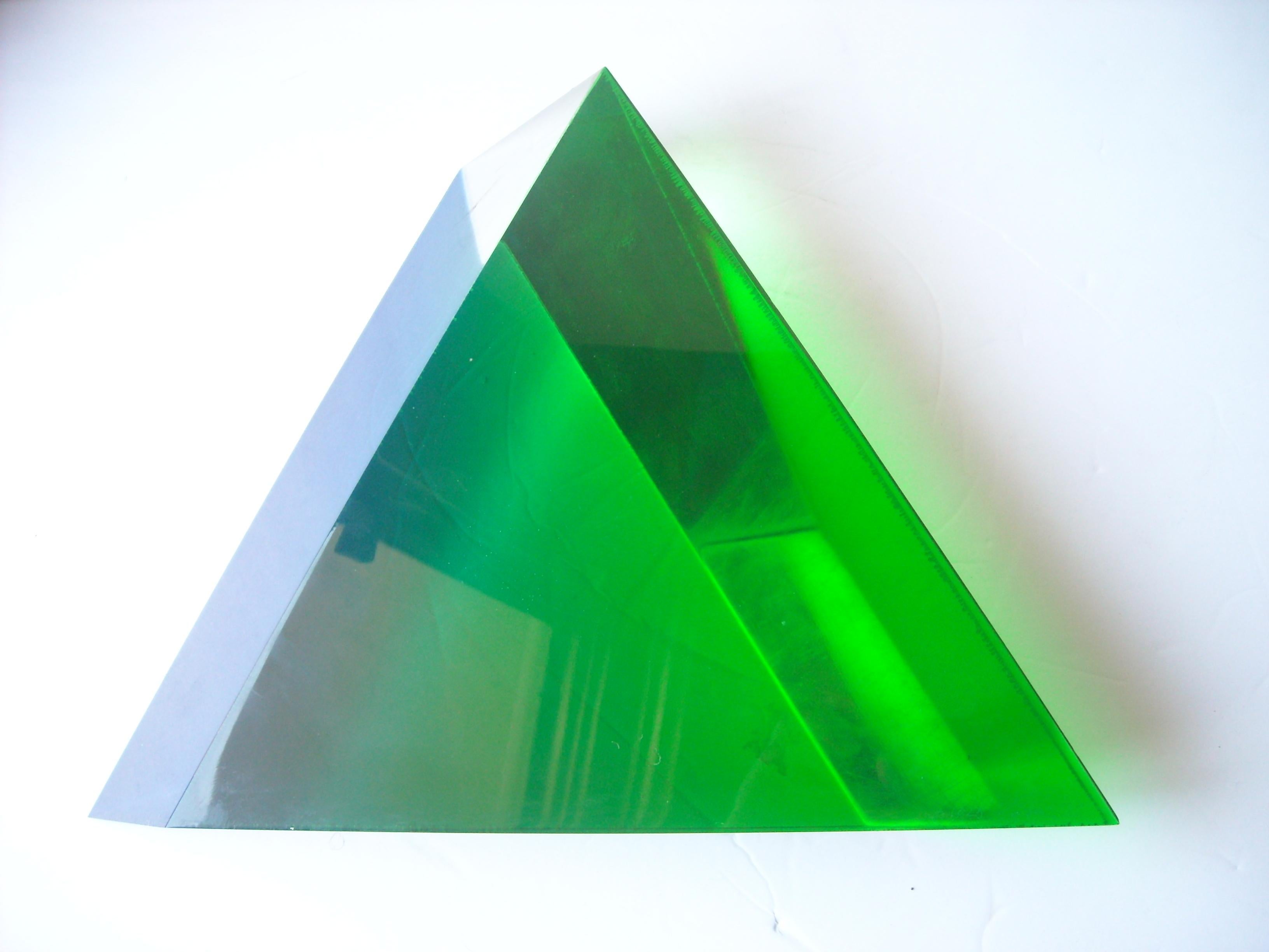 Velizar Mihich, Vasa Acrylic Decorative Triangle, Sculpture, Signed, Date In Excellent Condition In Los Angeles, CA