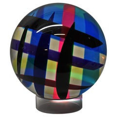 Velizar Vasa Mihich Multi Colored Sculpture Acrylic Sphere Signed 1993