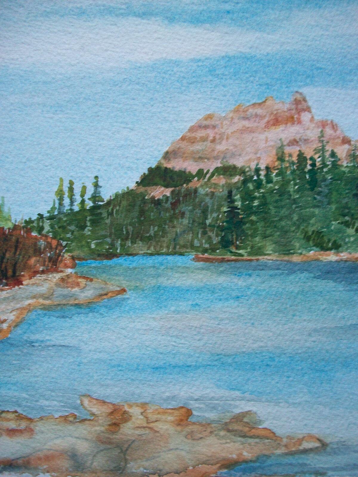 VELLA STRAND - 'Castle Mountain and Bow River - Alberta' - Contemporary watercolor painting on watercolor paper - signed lower right - unframed - Canada - circa 2000.

Excellent condition - no loss - no damage - no restoration - bright and strong