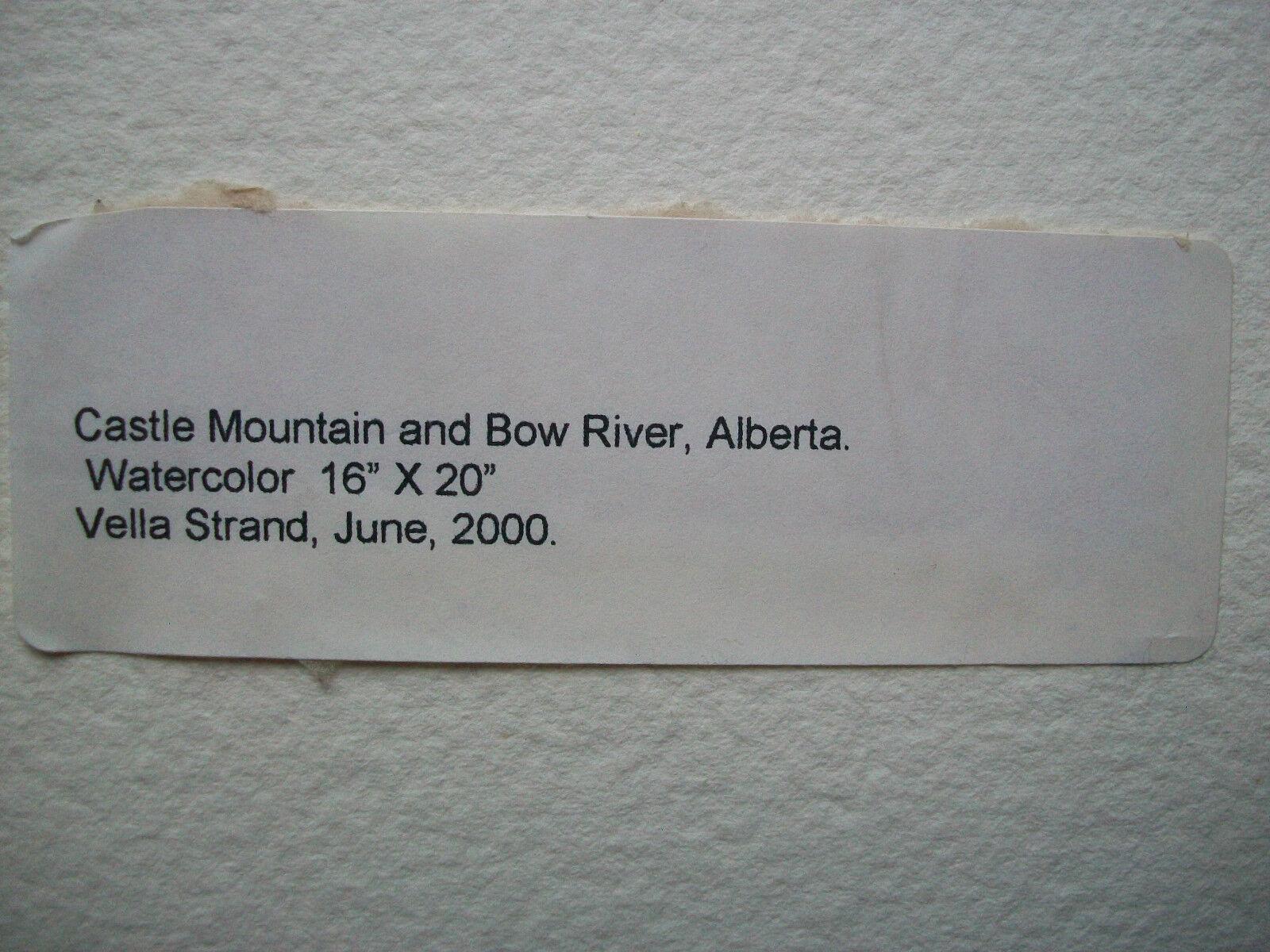 VELLA STRAND – „Castle Mountain & Bow River“ – kanadisches Aquarell – ca. 2000 im Zustand „Gut“ im Angebot in Chatham, ON