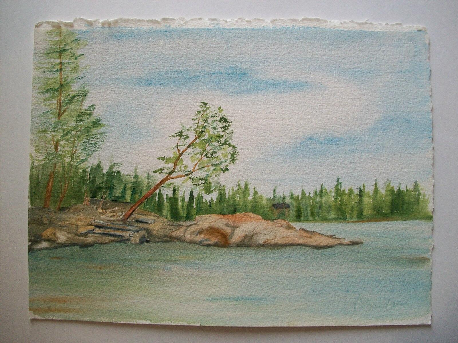 Hand-Painted VELLA STRAND - 'Gulf Island Cove B.C.' - Watercolor on Paper - Canada - C. 2000 For Sale