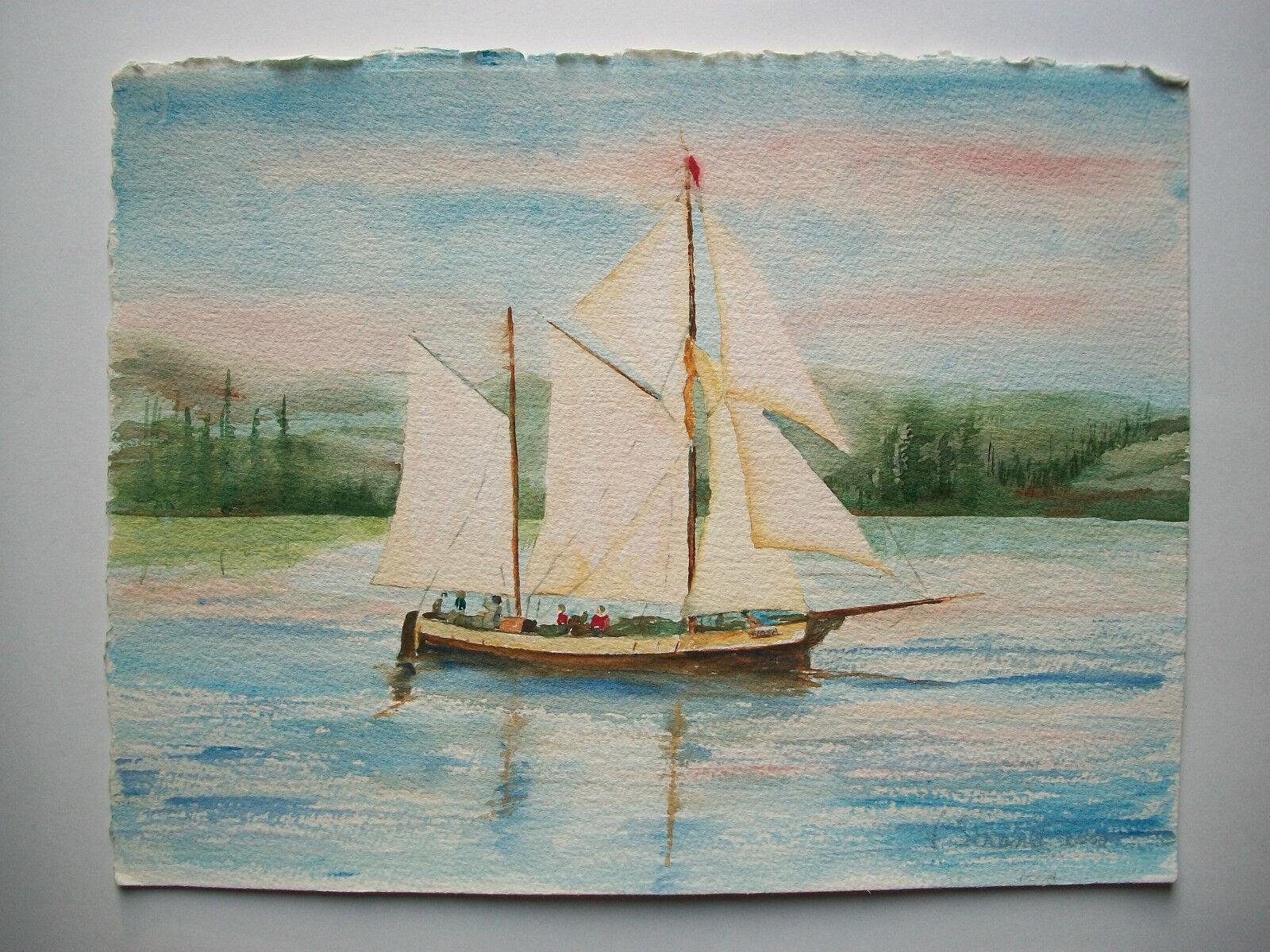 Canadian VELLA STRAND - 'Mota on Juan de Fuca Strait' - Watercolor - Canada - Circa 2000 For Sale