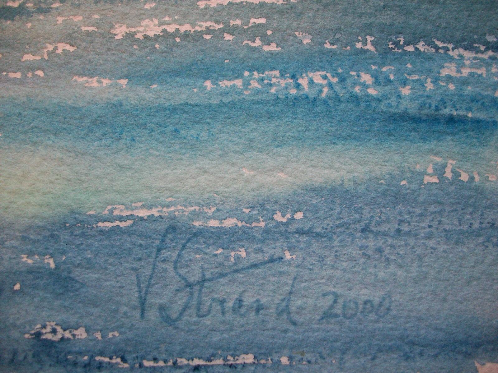 Romantic VELLA STRAND - Red Sails on Juan de Fuca Strait - Watercolor - Canada - C. 2000 For Sale