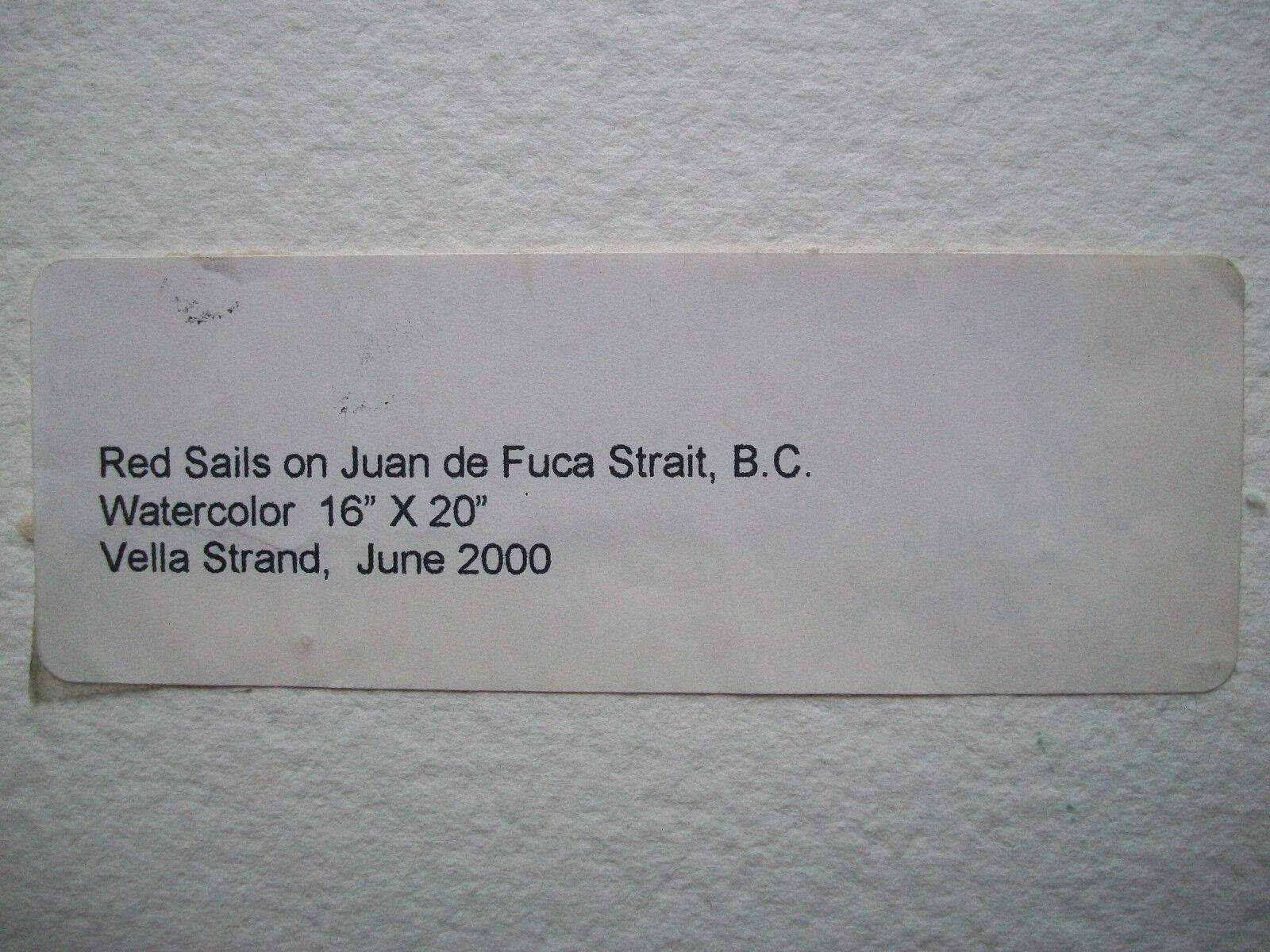 VELLA STRAND – Rote Segel auf Juan de Fuca-Strait – Aquarell – Kanada – ca. 2000 im Zustand „Gut“ im Angebot in Chatham, ON