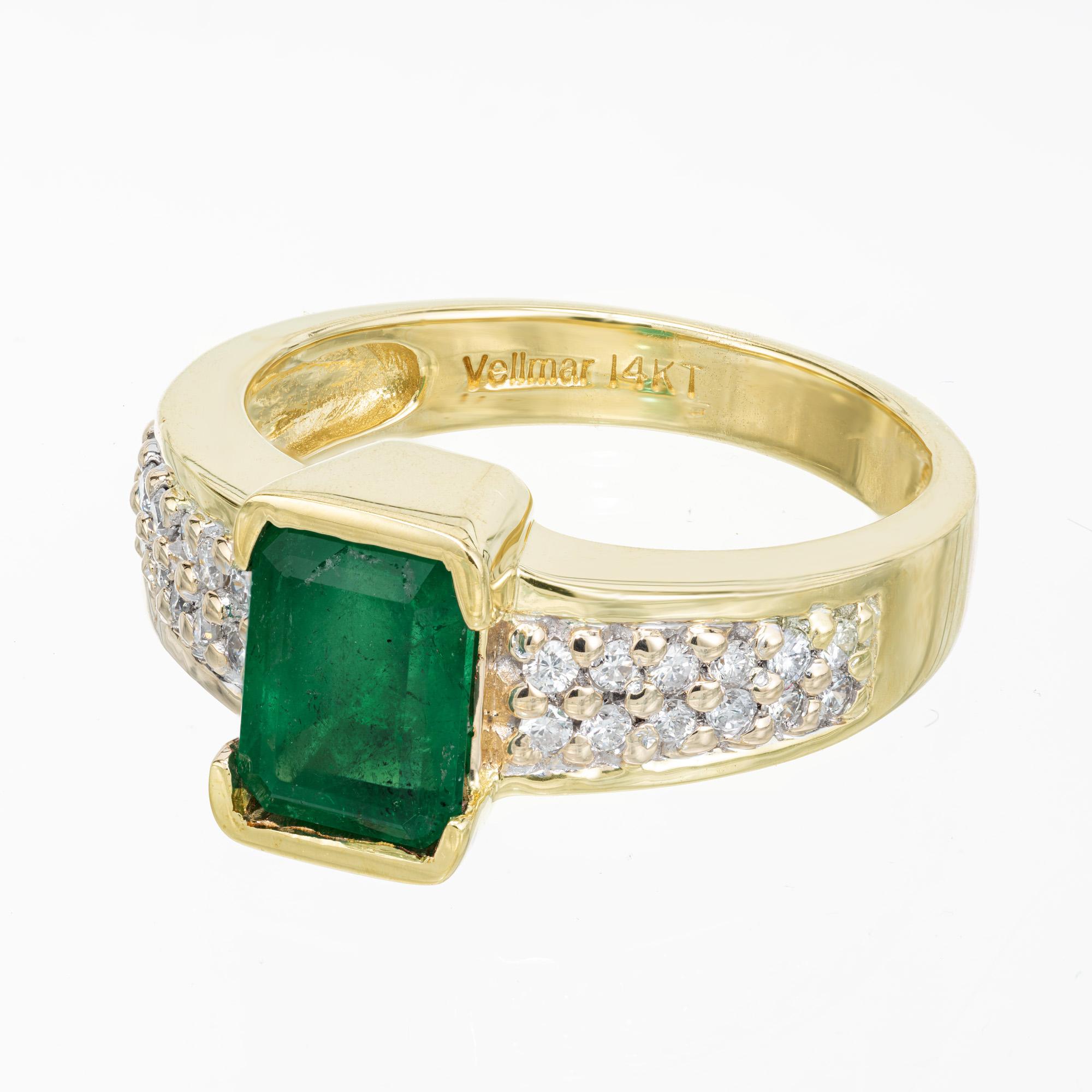 Vellmar Verlobungsring aus Gelbgold mit GIA-zertifiziertem 1,63 Karat Smaragd und Diamant (Achteckschliff) im Angebot