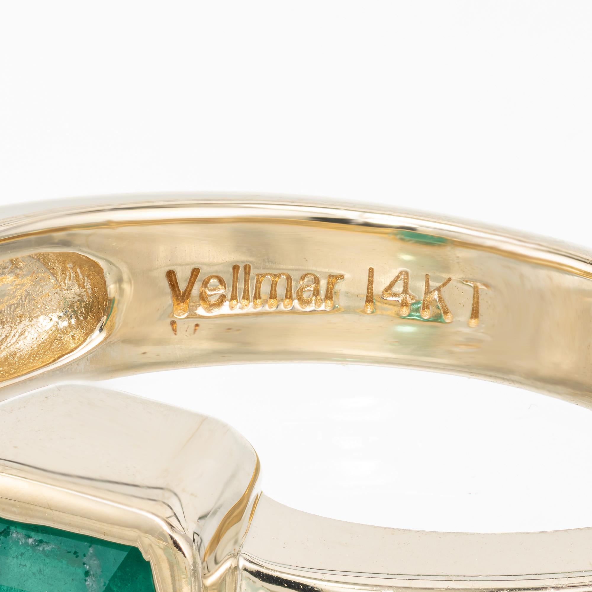 Vellmar GIA Certified 1.63 Carat Emerald Diamond Yellow Gold Engagement Ring In Good Condition For Sale In Stamford, CT
