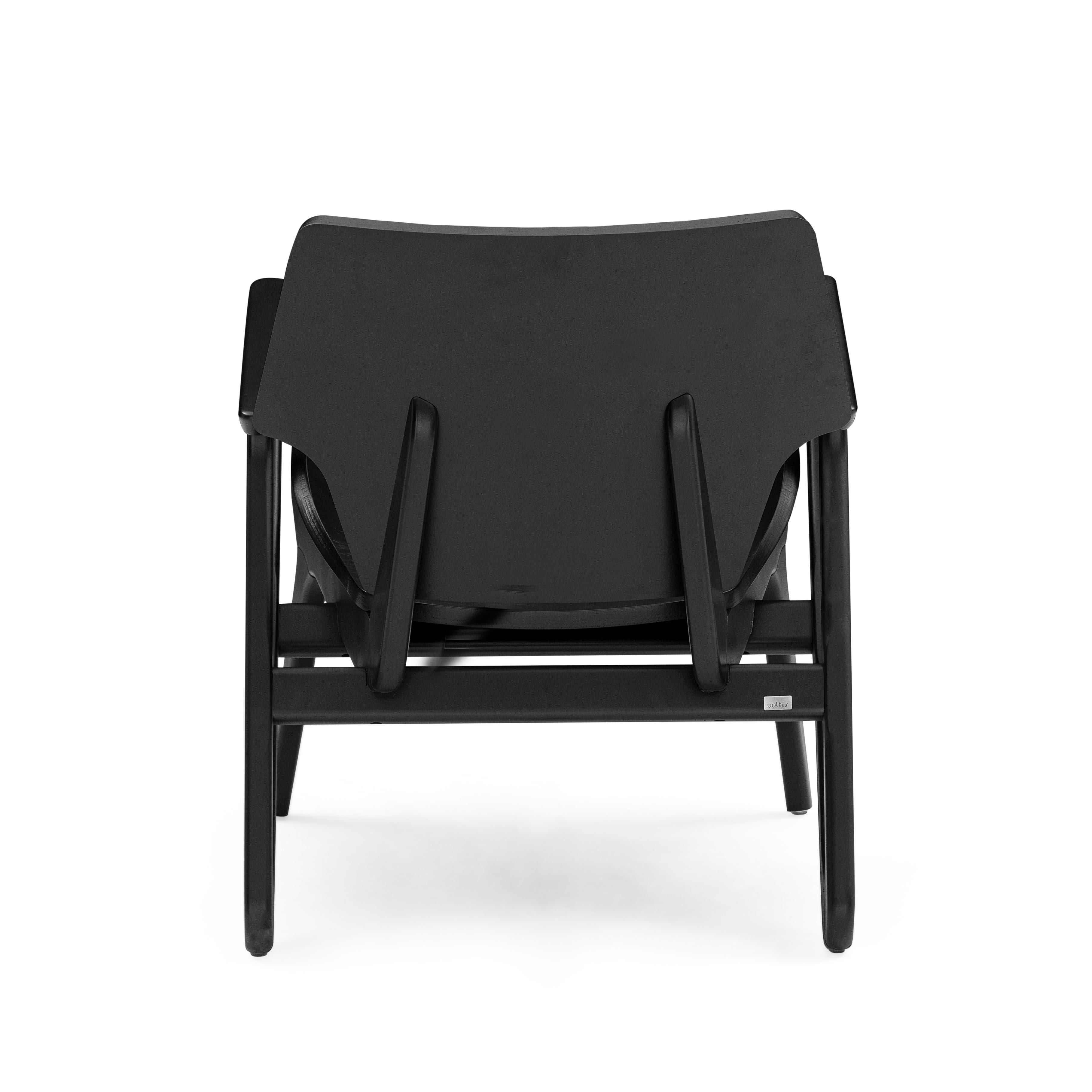 Velo Armchair with Shaped Seat and Shaped Back in Black Wood Finish In New Condition For Sale In Miami, FL