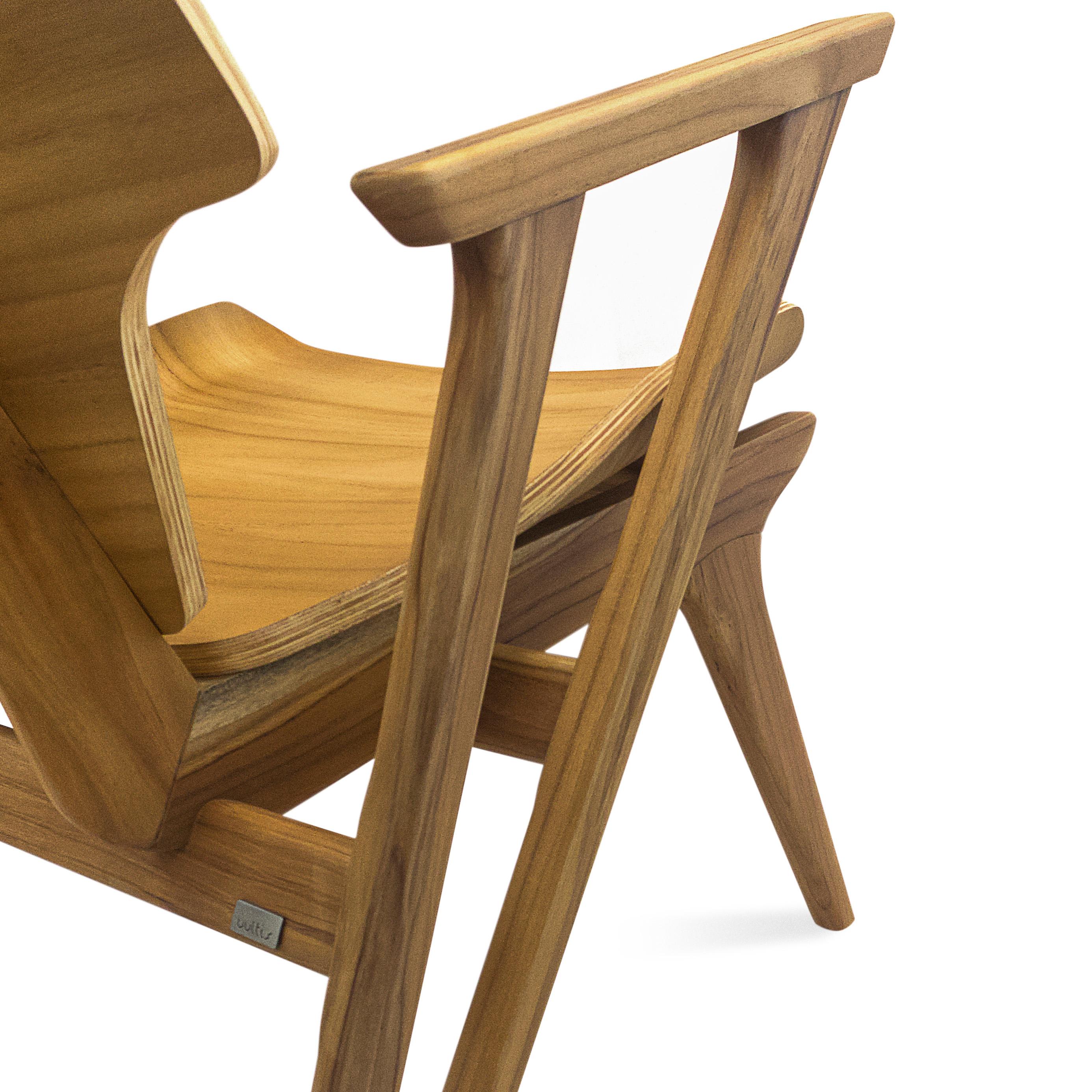 Velo-Sessel mit geformter Sitzfläche und geformter Rückenlehne aus Teakholz im Angebot 5