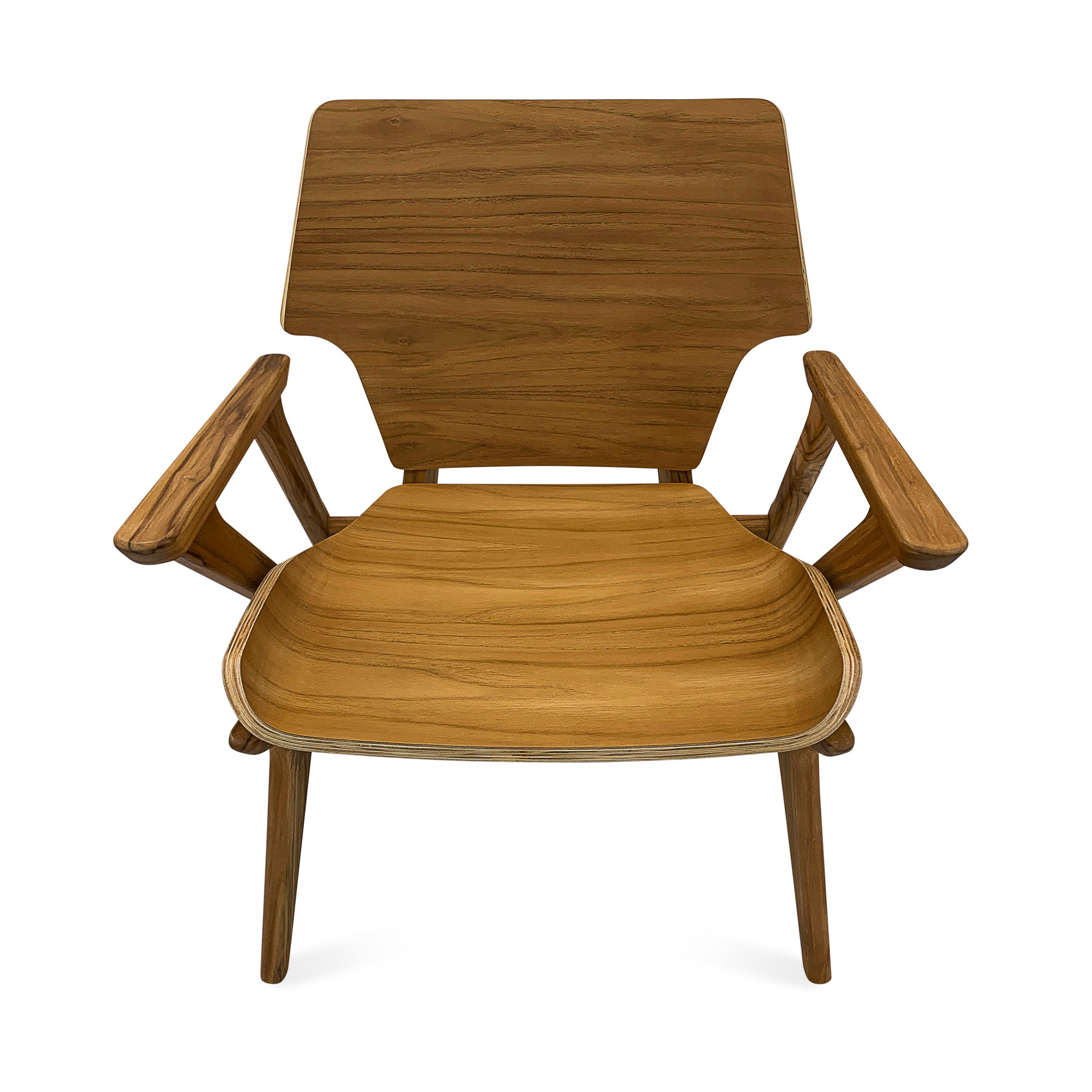 Velo-Sessel mit geformter Sitzfläche und geformter Rückenlehne aus Teakholz (Brasilianisch) im Angebot