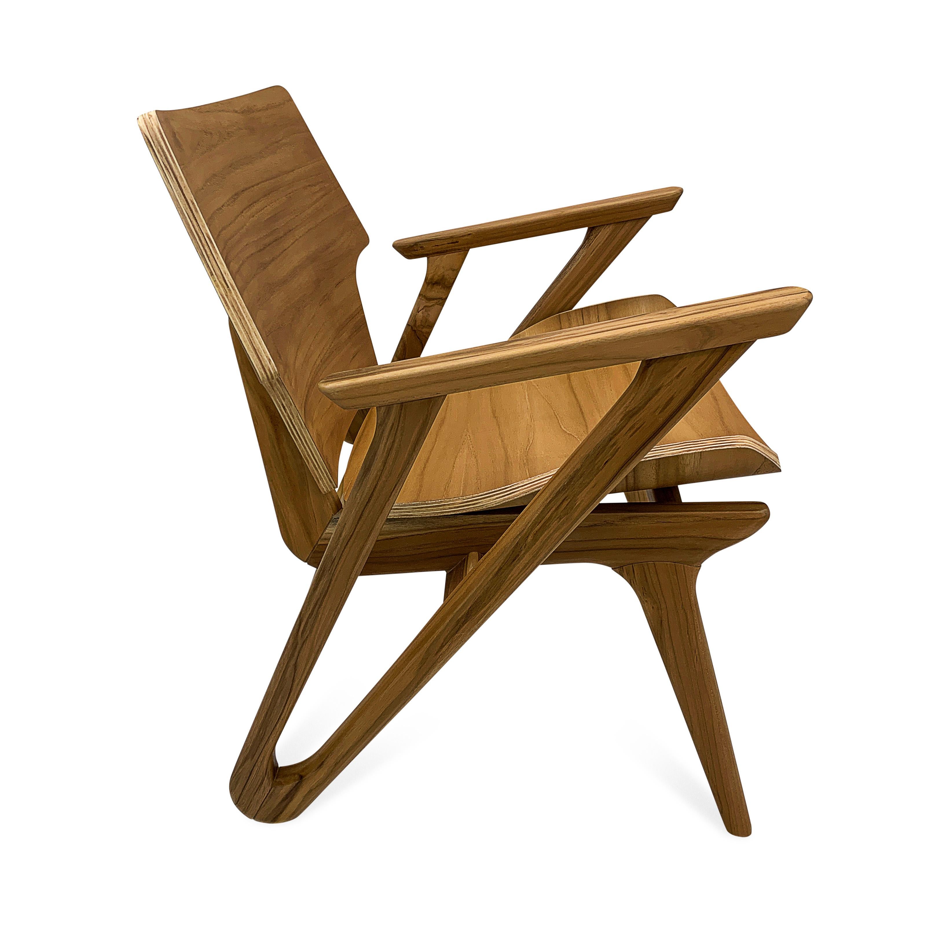 Velo-Sessel mit geformter Sitzfläche und geformter Rückenlehne aus Teakholz (21. Jahrhundert und zeitgenössisch) im Angebot
