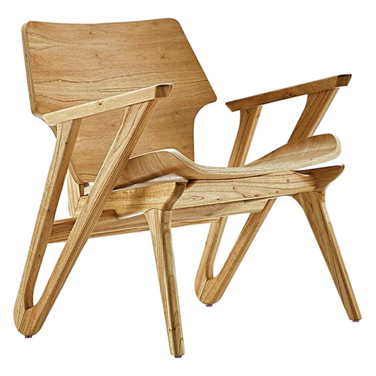 Teak Wood Armchair with Curved Seat and Back – Velo Collection