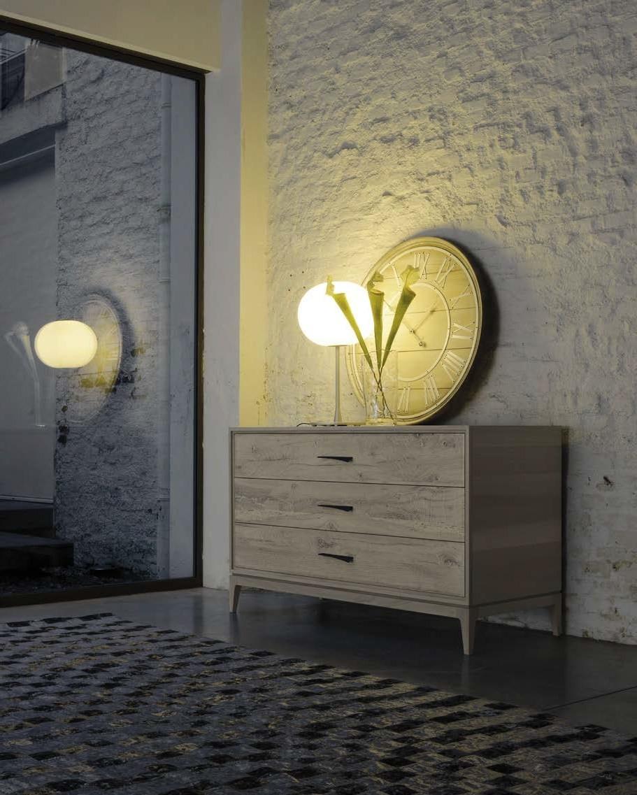 Italian Velo Solid Wood Dresser, Walnut in Hand-Made Natural Grey Finish, Contemporary For Sale
