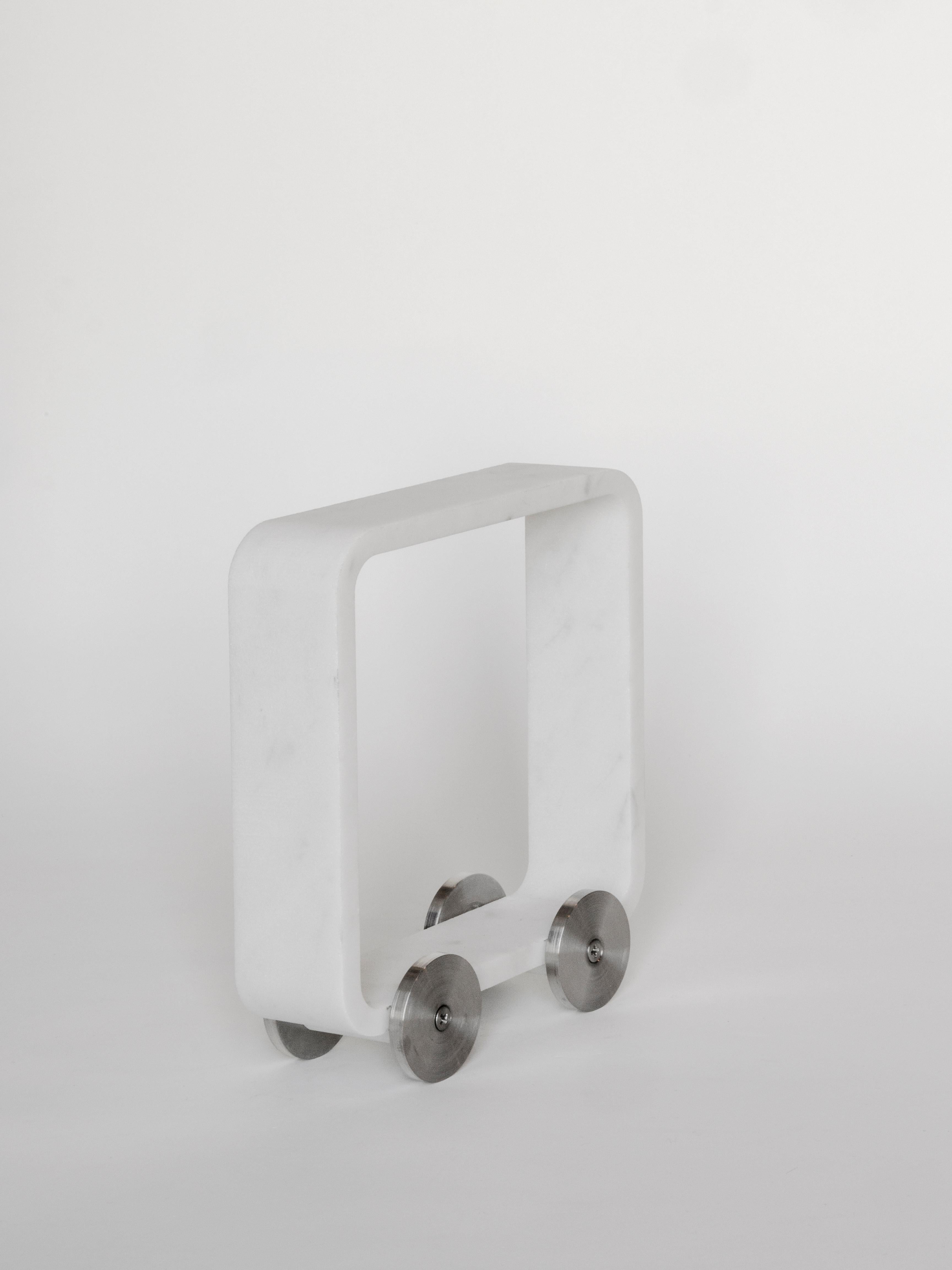 Velocimano, Sculptures in Marble and Steel For Sale 3