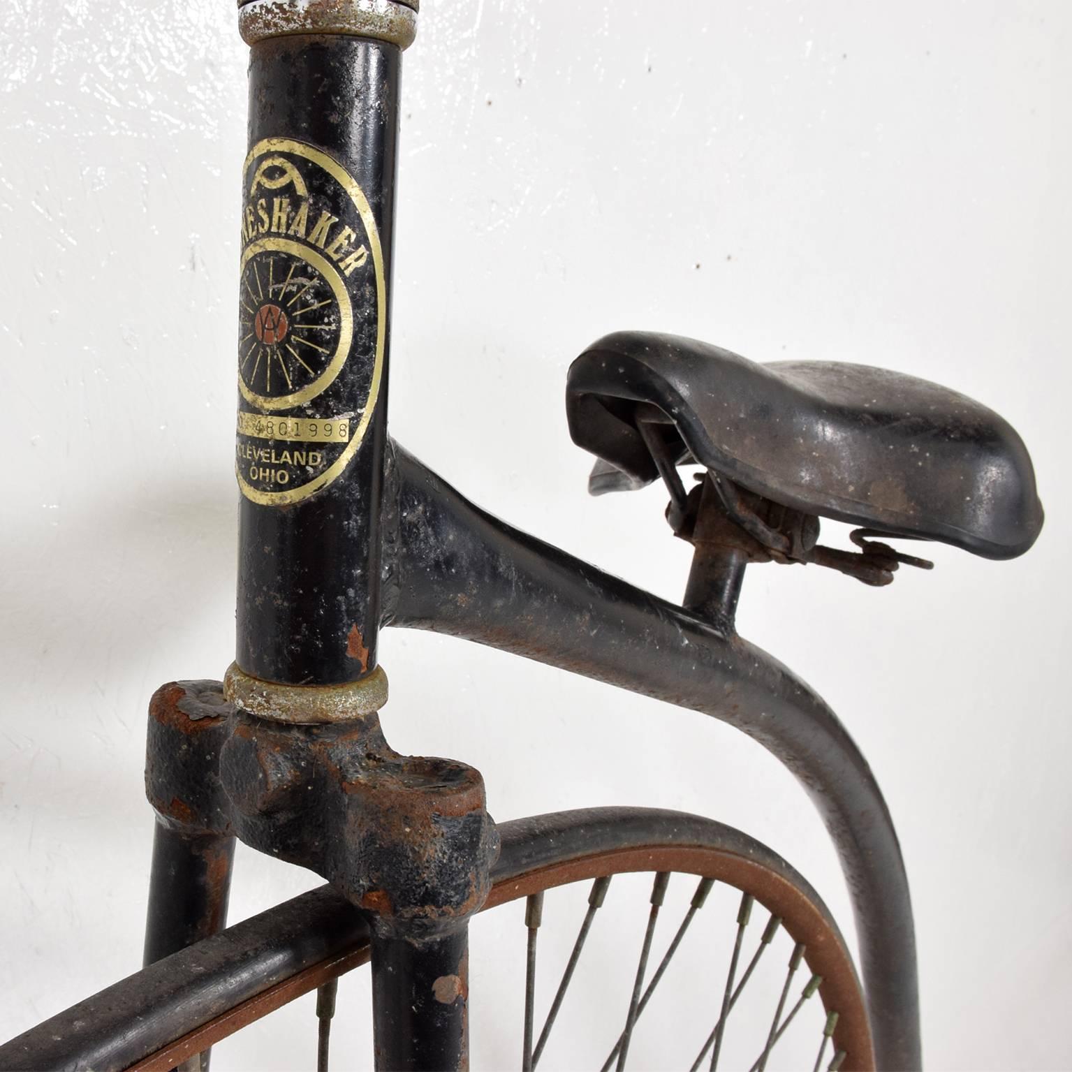 Painted Velocipide Boneshaker High Wheel Bike, 1870s Victorian Era