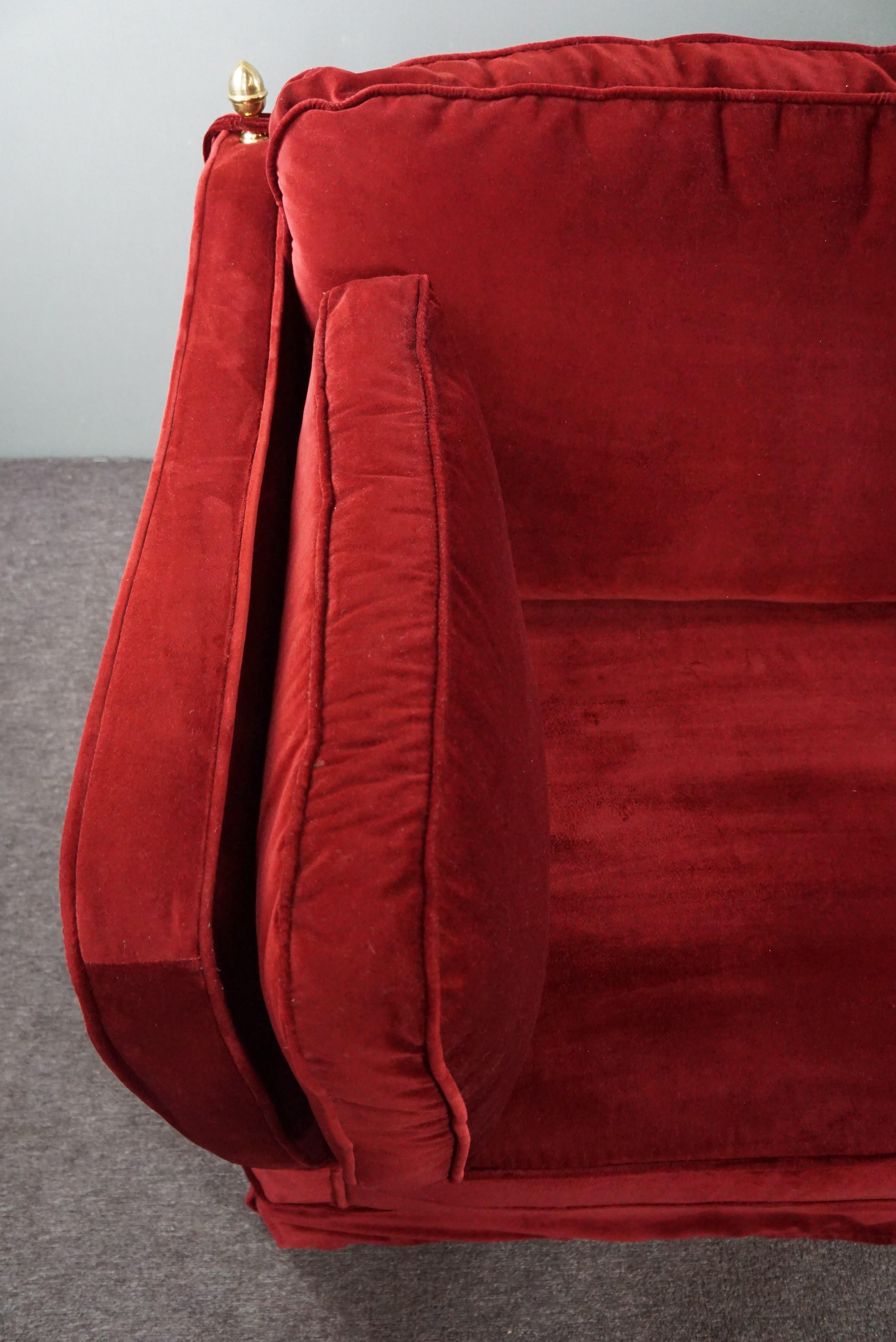 Velvet Velor 2.5 seater castle sofa with adjustable armrests For Sale