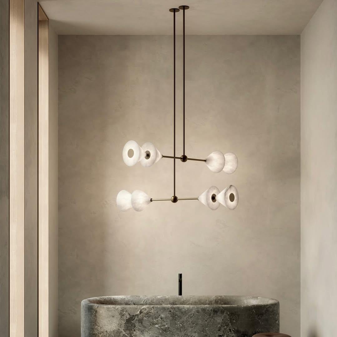 Lámpara de suspensión Velos by Alabastro Italiano
Dimensiones: L 34 x An 22,5 x Al 112 cm
Materiales: Vidrio, Metal

Otros acabados metálicos: Plata Brillante, Bronce, Latón Cepillado, Ruggine de Florencia, Bruñido Cepillado, Oro Brillante, Negro